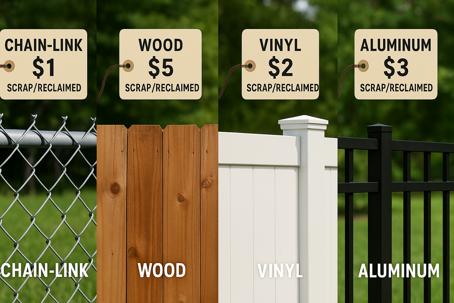 Fence material recovery value comparison
