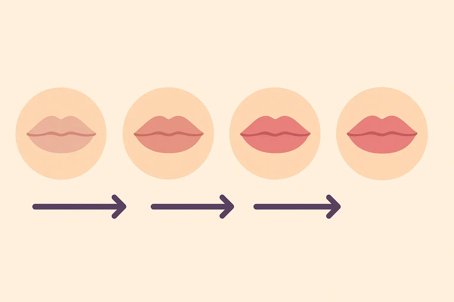 Timeline showing expected lip color recovery during treatment