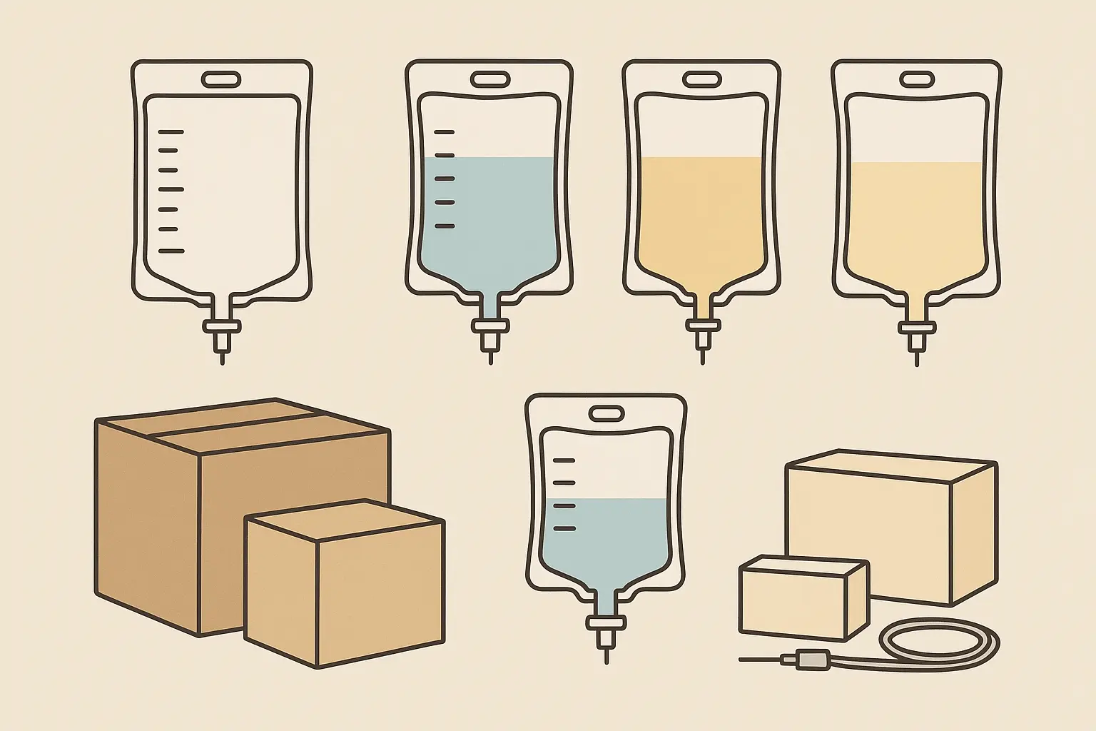 IV fluid bags and medical supplies