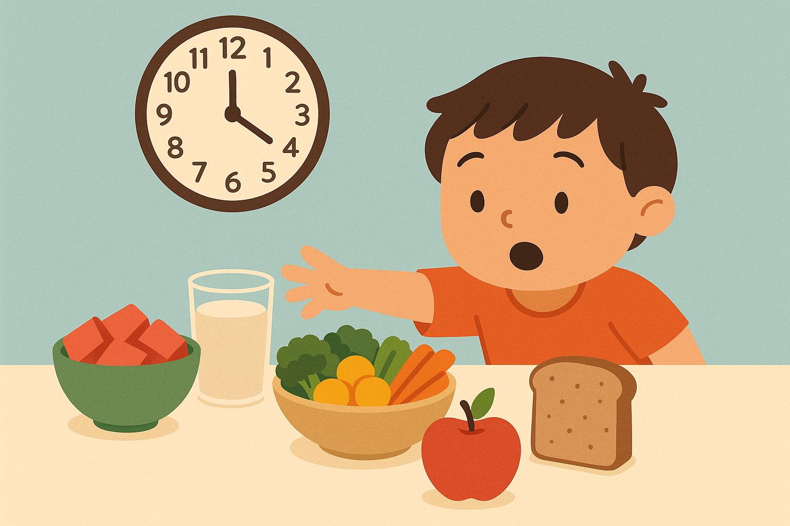 Child eating healthy afternoon snack