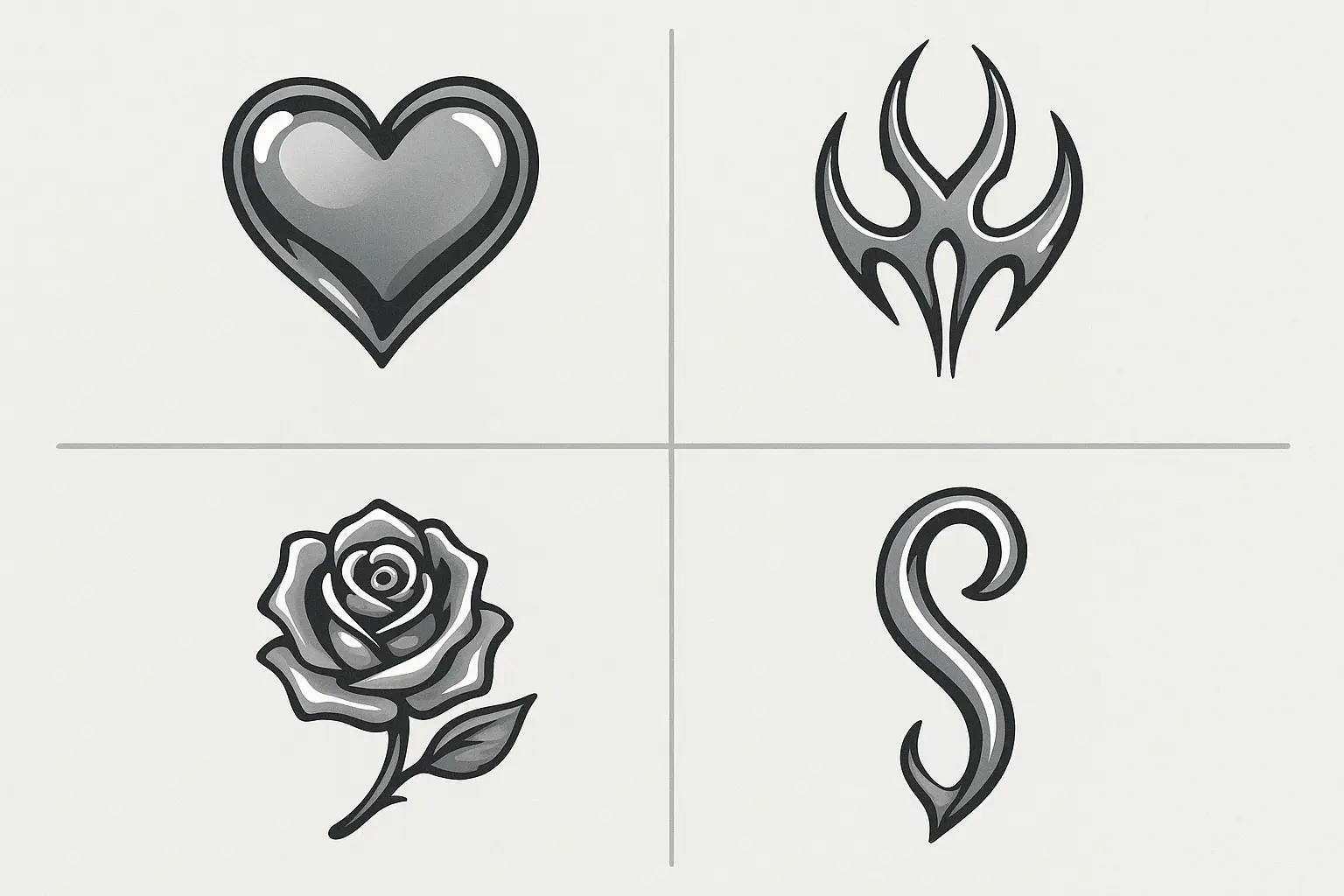 Chrome tattoo design comparison chart