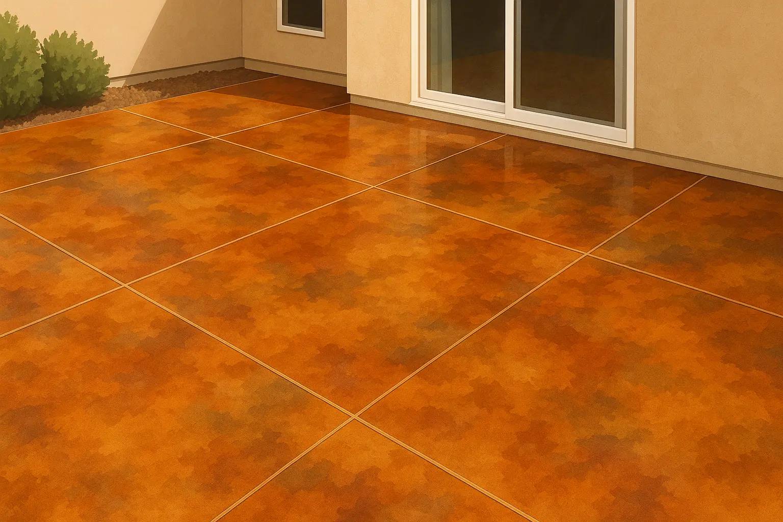 Concrete staining process and color variations