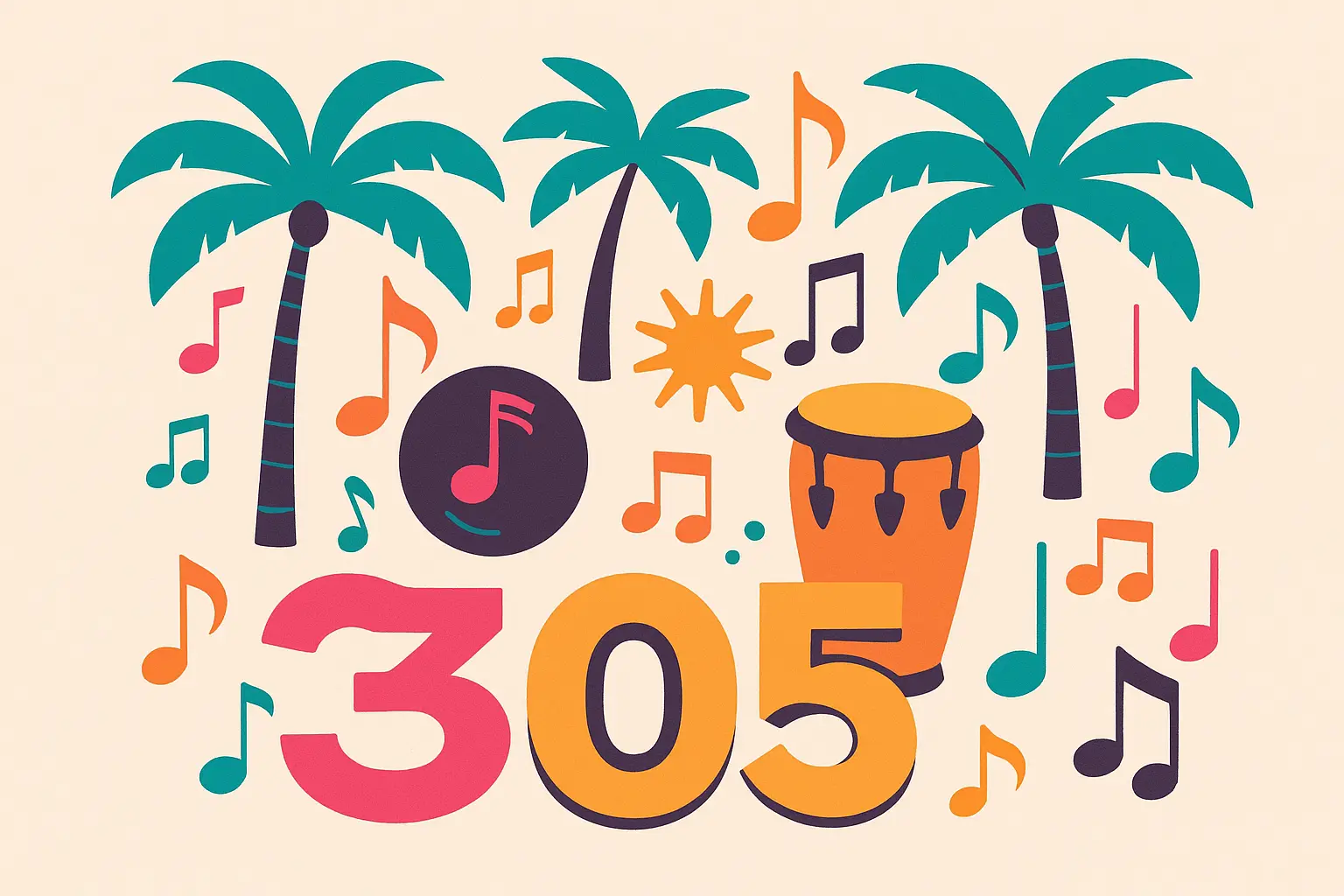 Miami cultural symbols showing 305 area code prominence