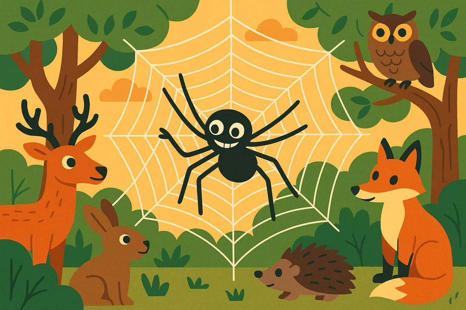 Anansi spider character in traditional West African art style