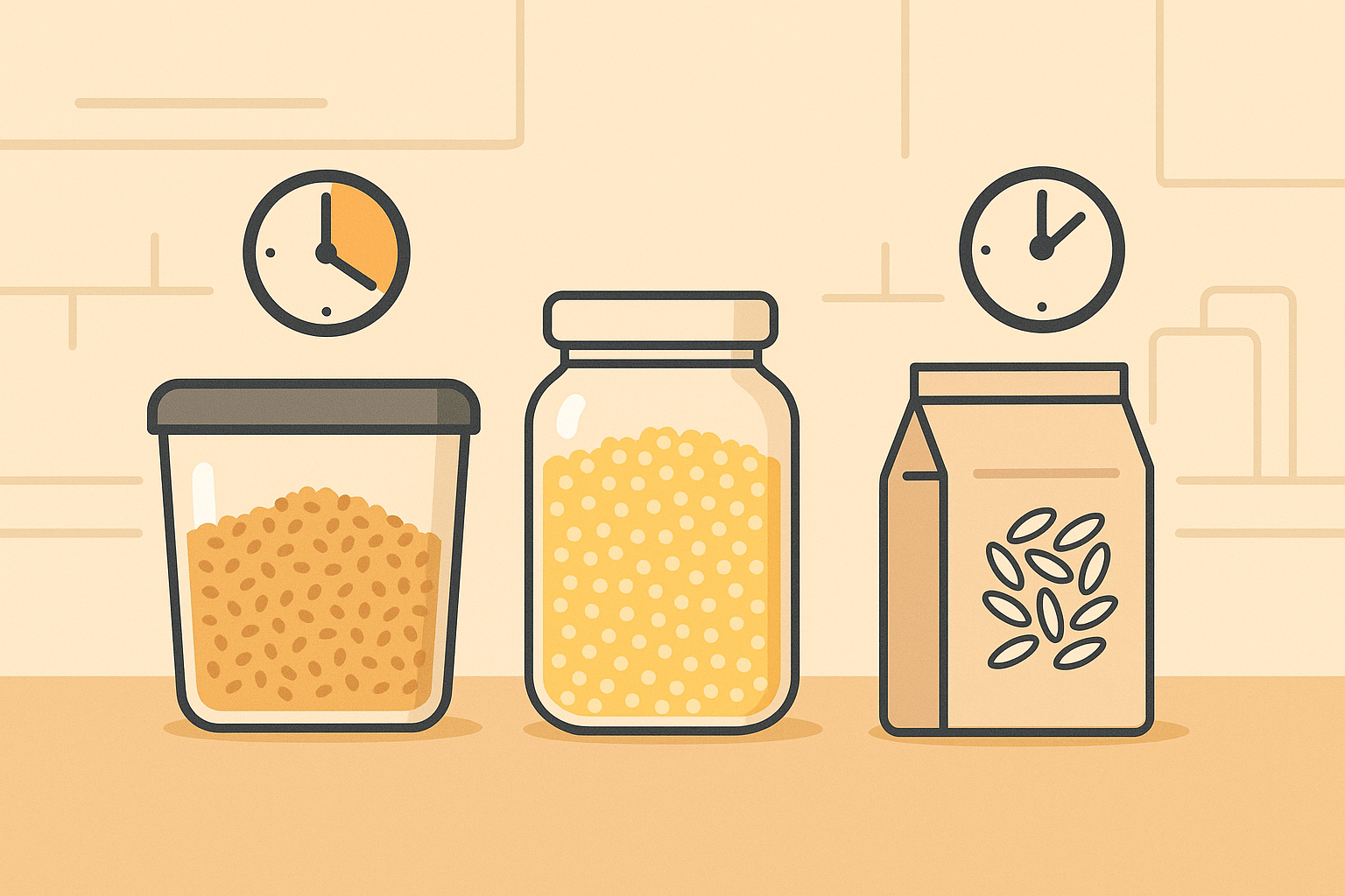 Quick-cooking grains in measuring cups