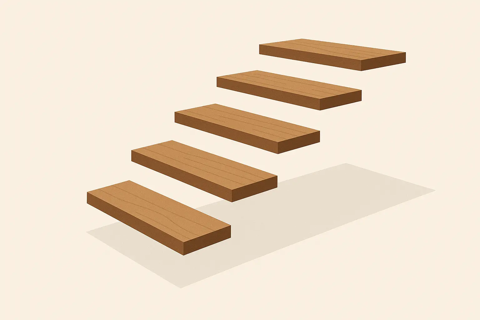 Specialty floating deck steps