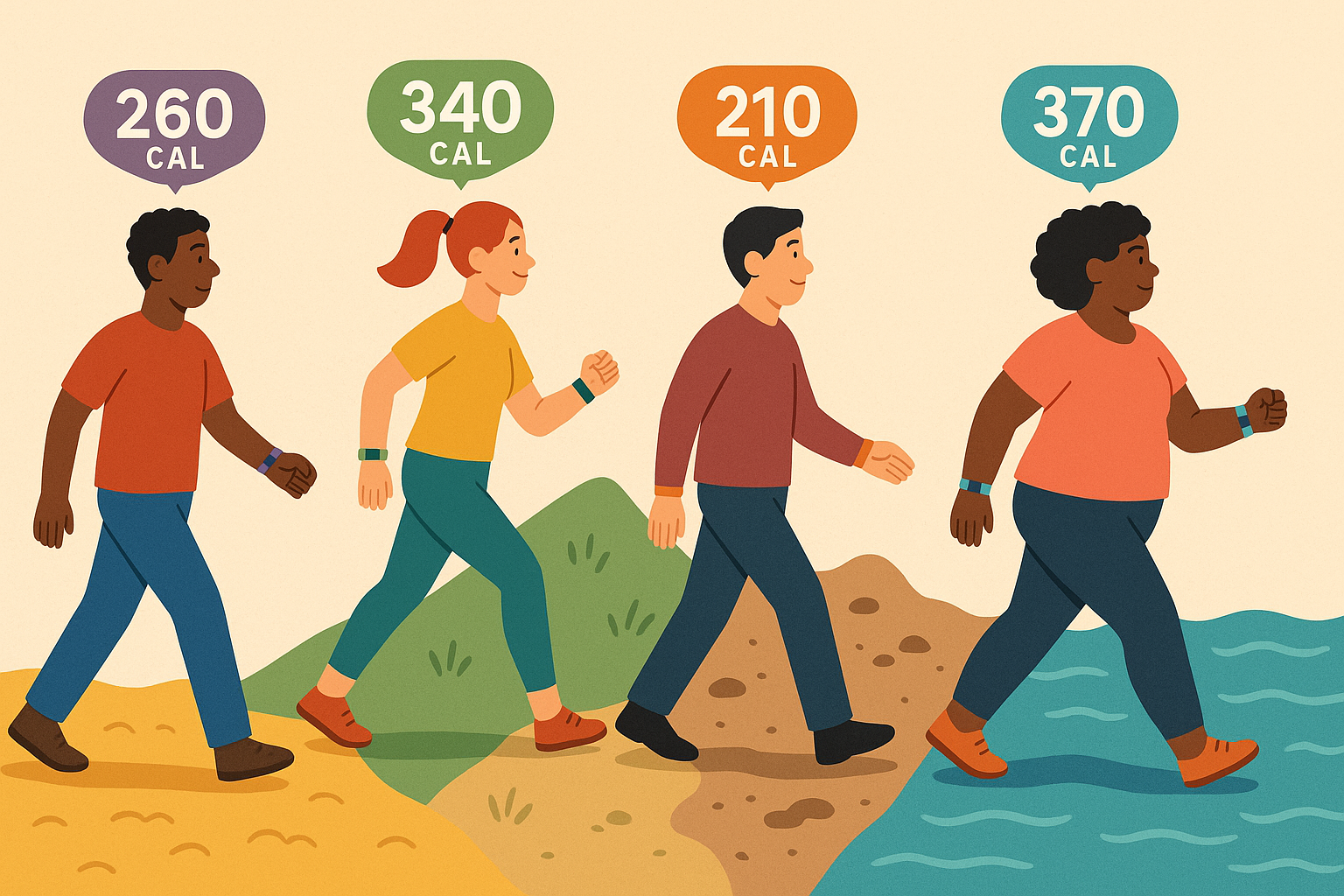 Person walking with fitness tracker showing step count