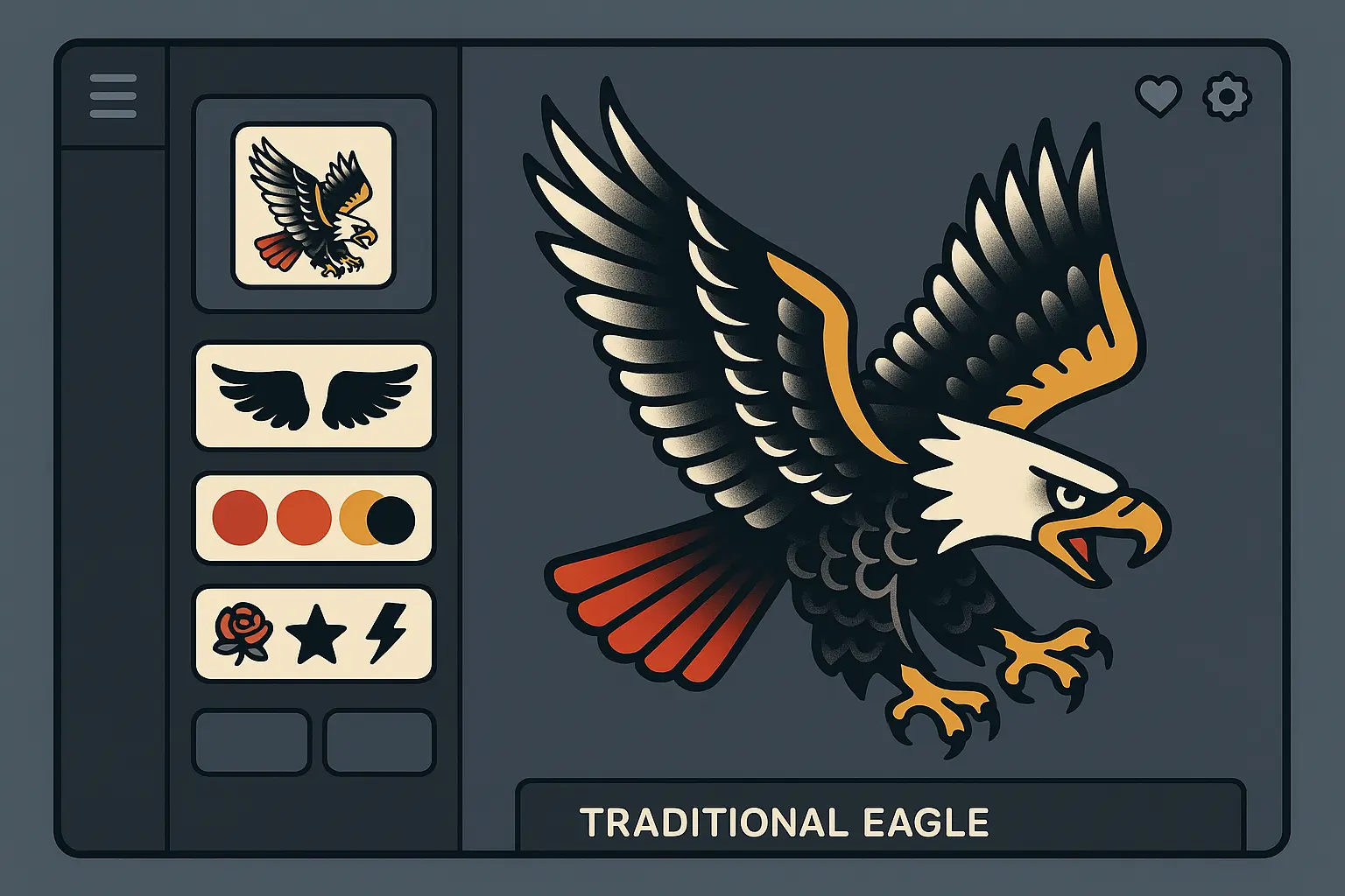 AI-powered traditional eagle tattoo design generation