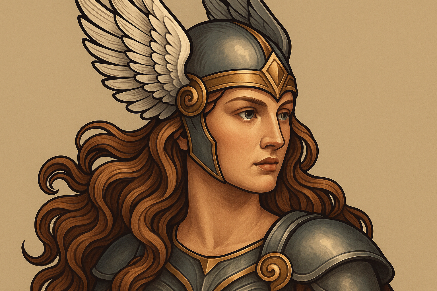 Photorealistic valkyrie warrior tattoo with detailed armor