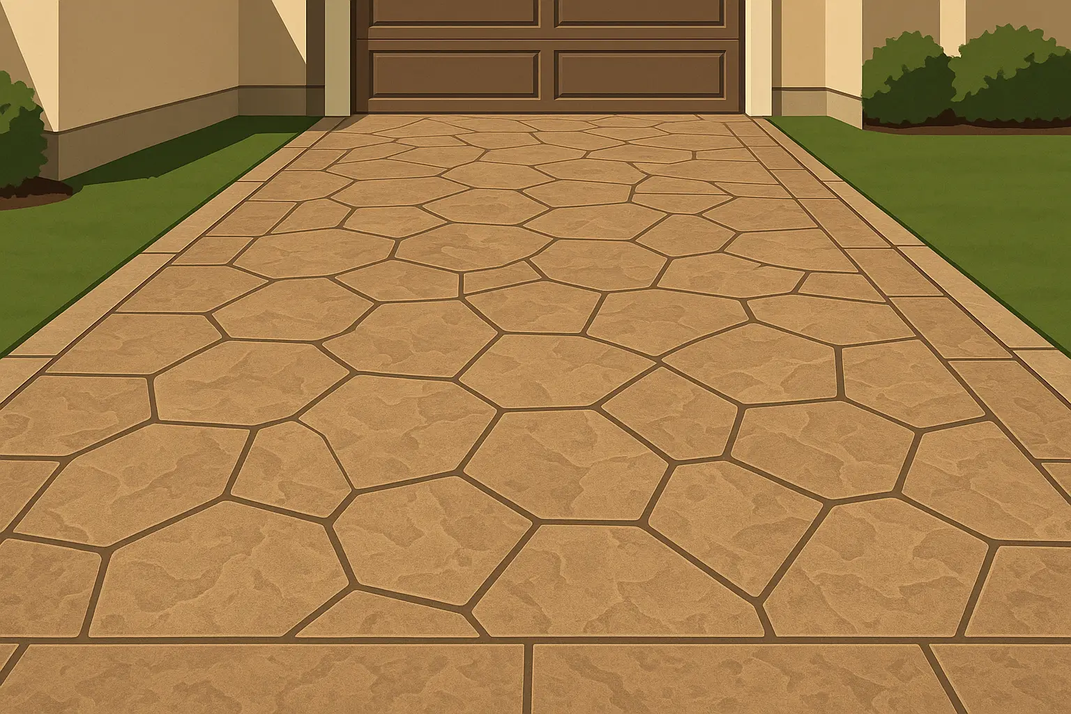 Stamped concrete aprons