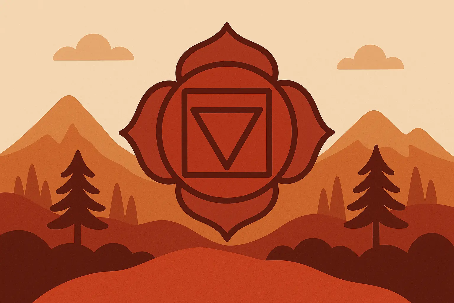 Root chakra tattoo design with four-petaled lotus