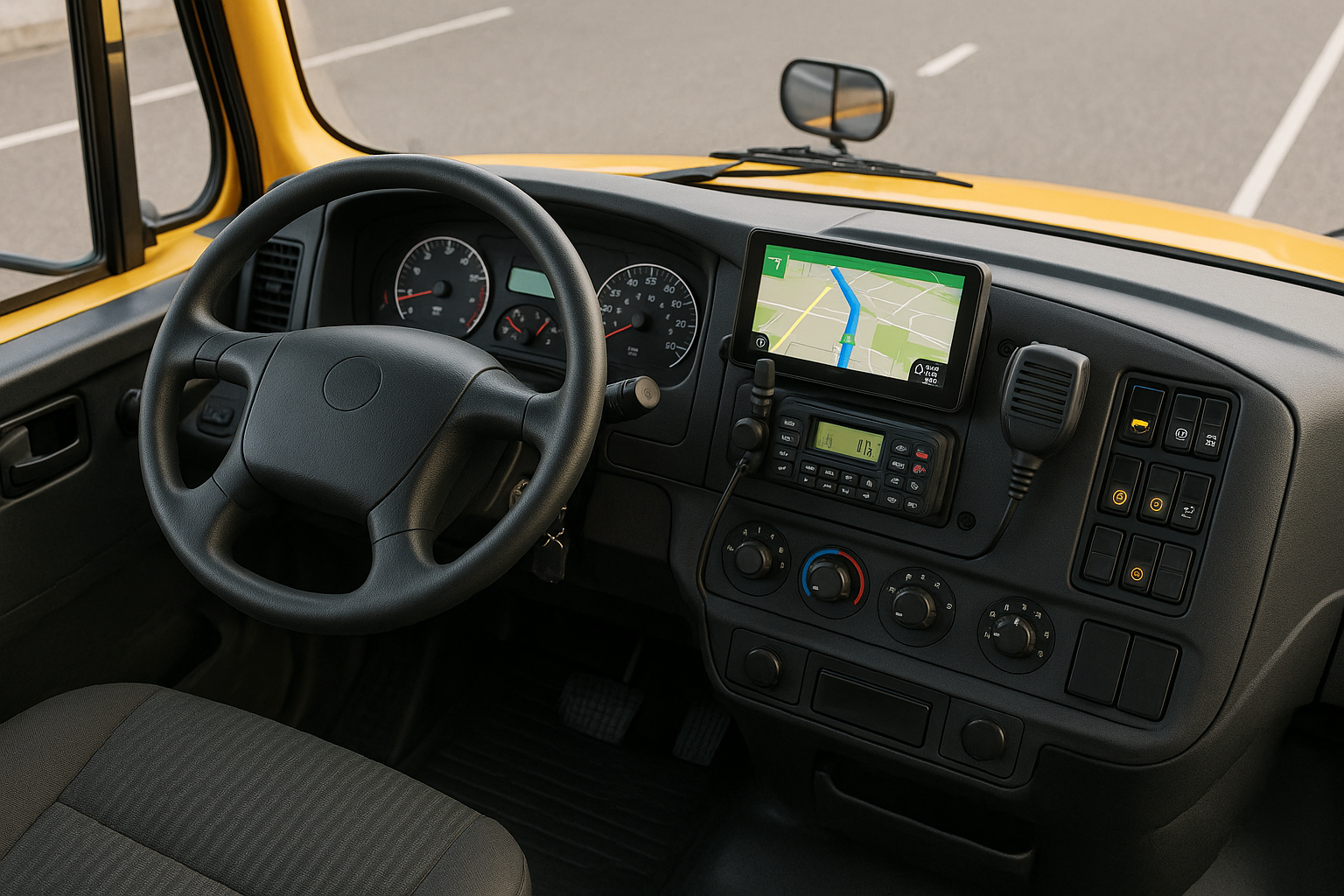 Modern school bus technology dashboard