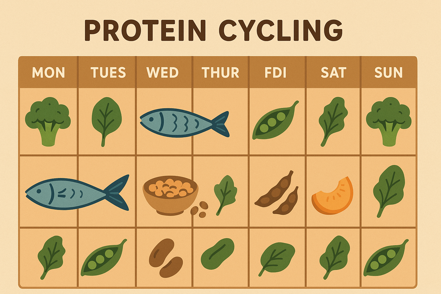 Protein cycling schedule for flexitarians