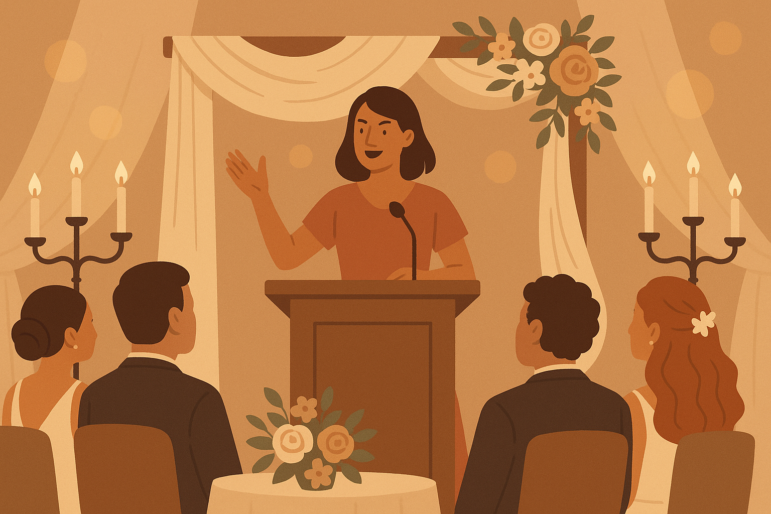 Maid of honor avoiding common speech mistakes