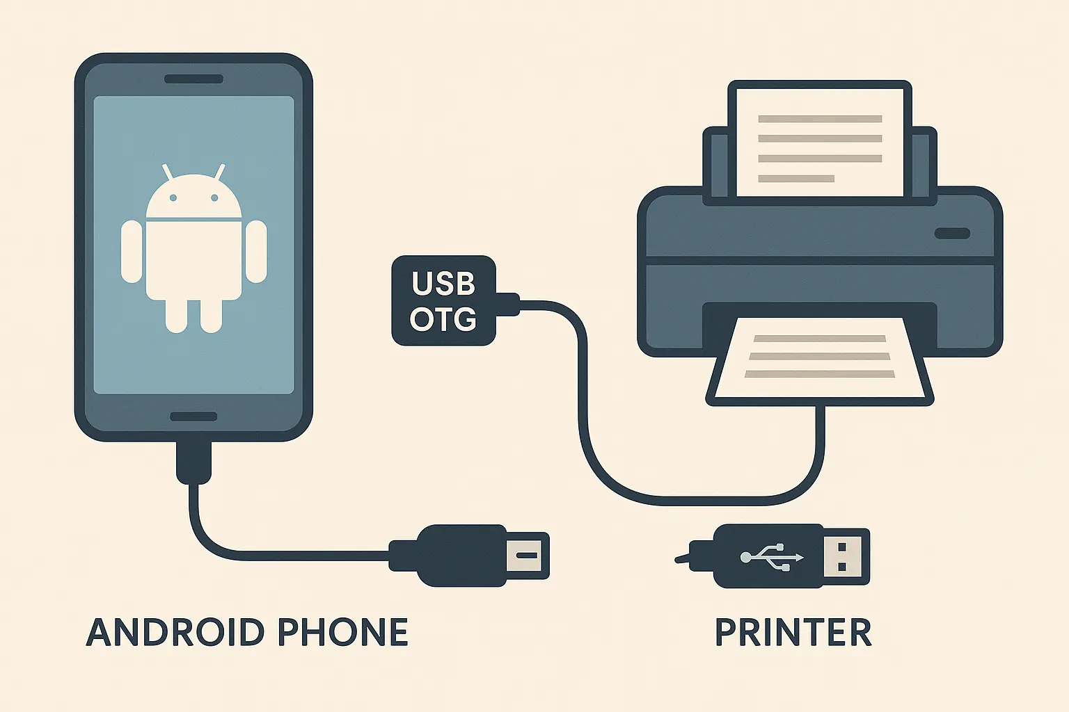USB OTG printing connection setup