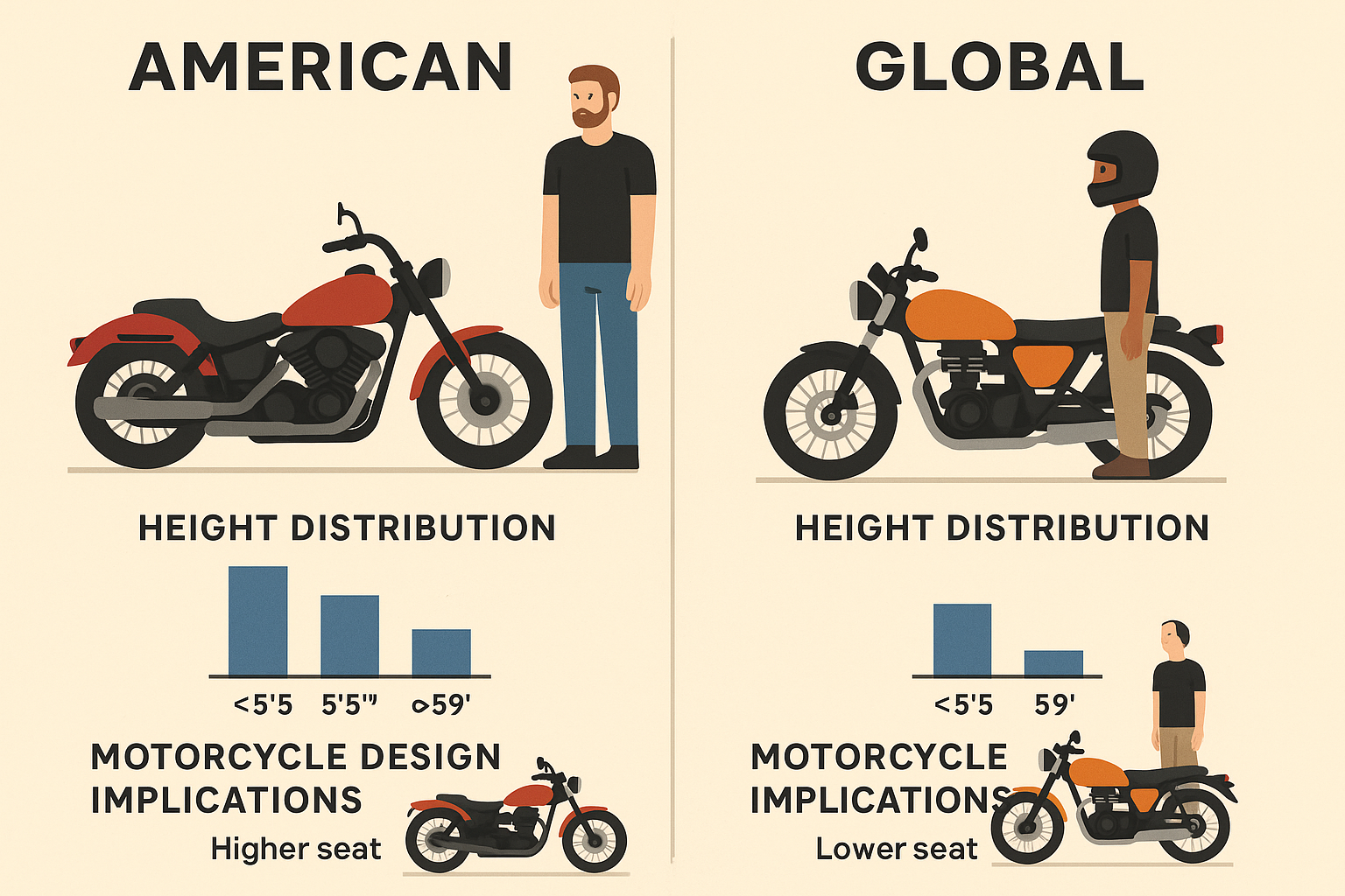 American motorcycle design for tall riders