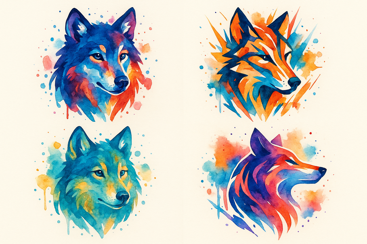 Watercolor lone wolf tattoo