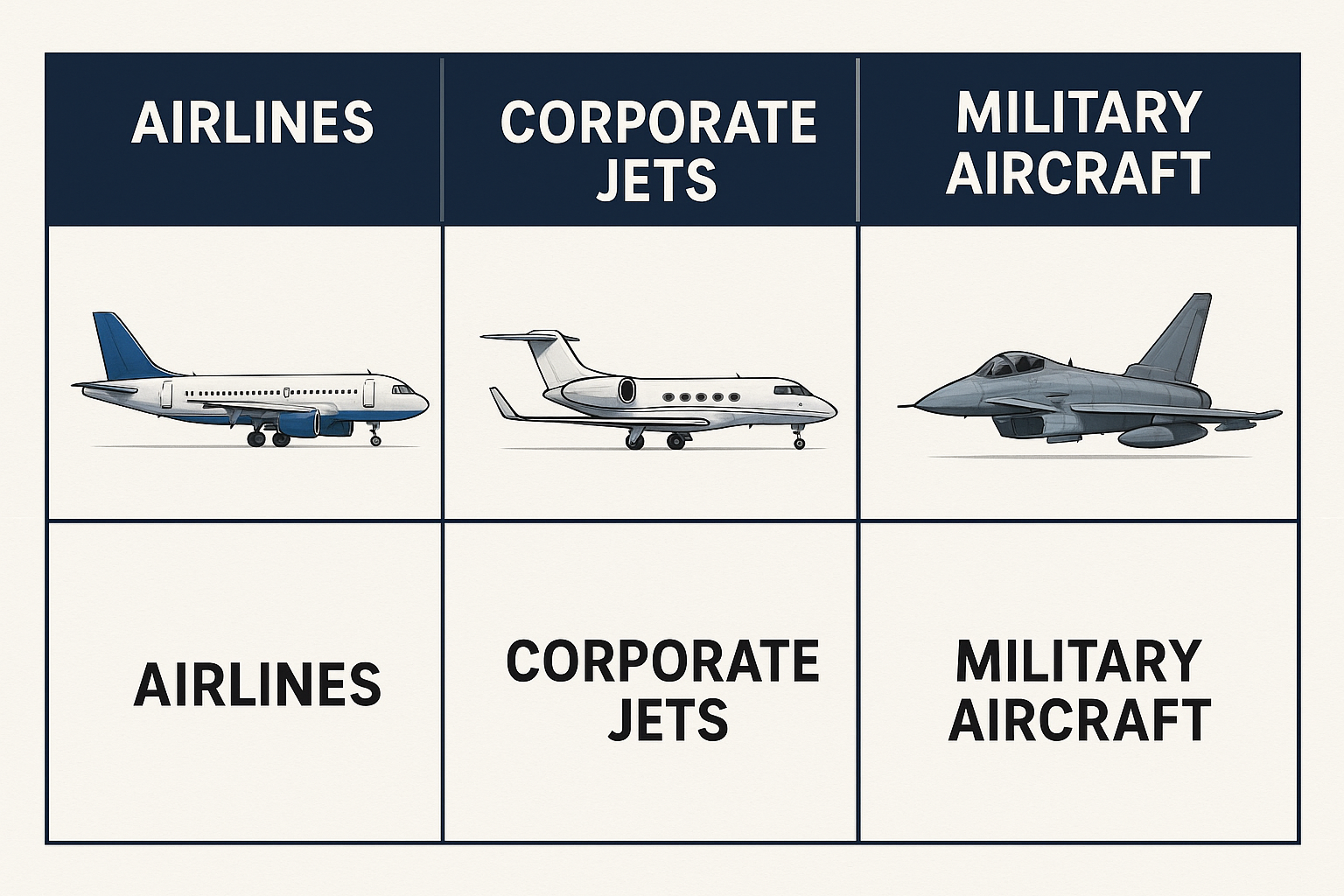 Aviation industry sectors comparison