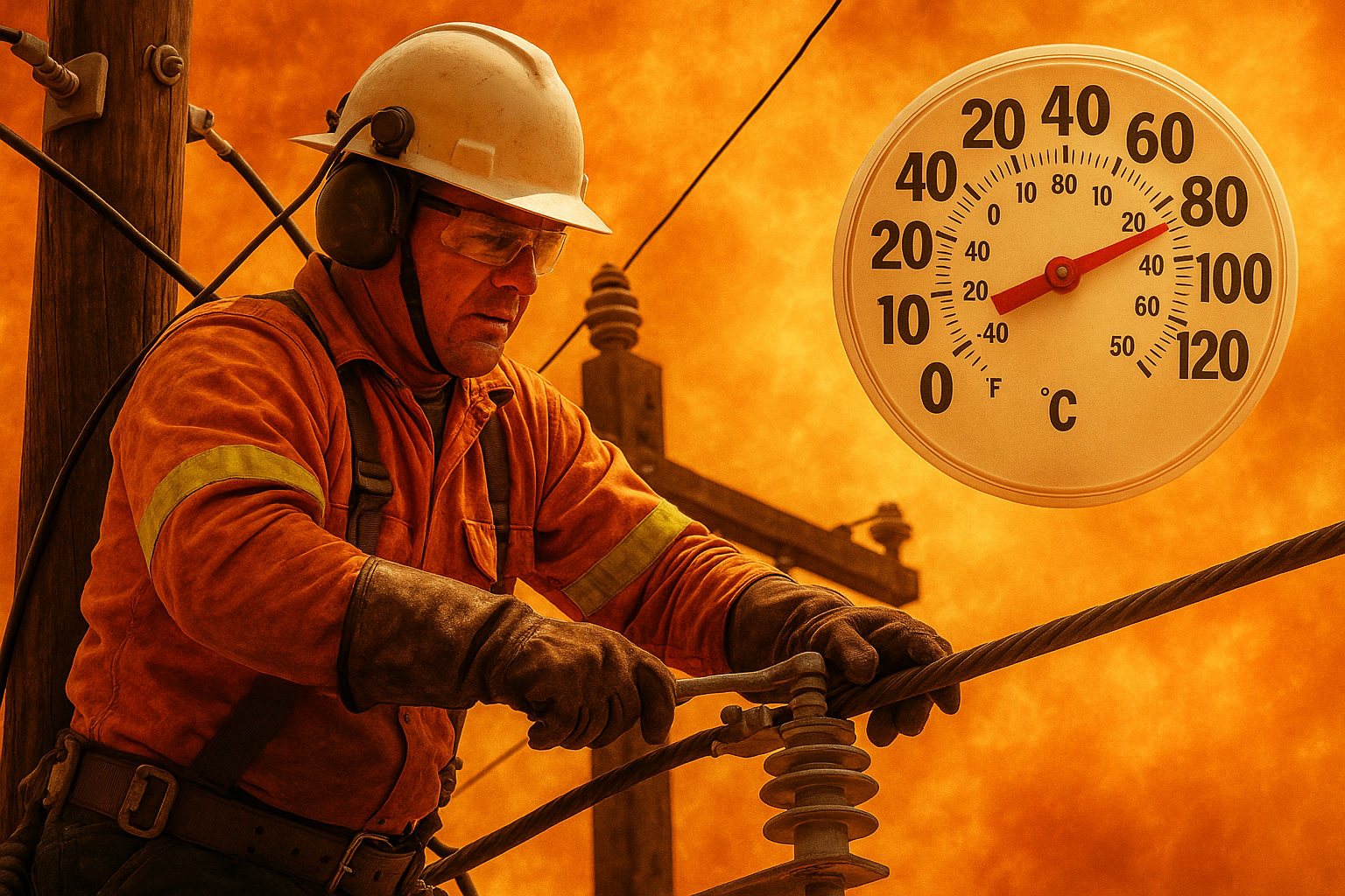 Lineman working in extreme Florida heat