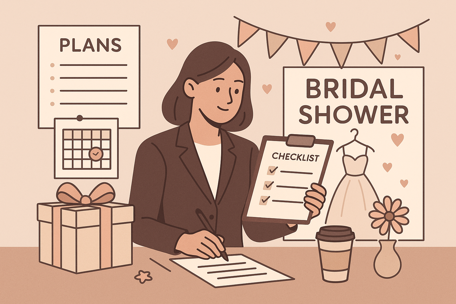 Happy guests enjoying bridal shower games together