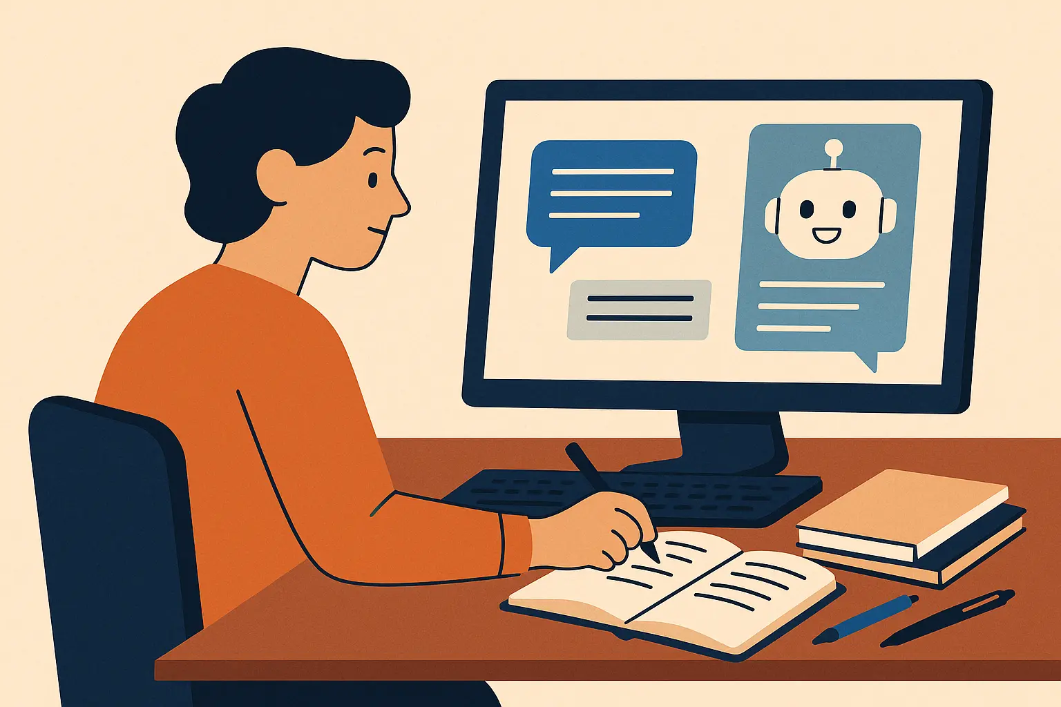 Writer using AI tools for research and brainstorming