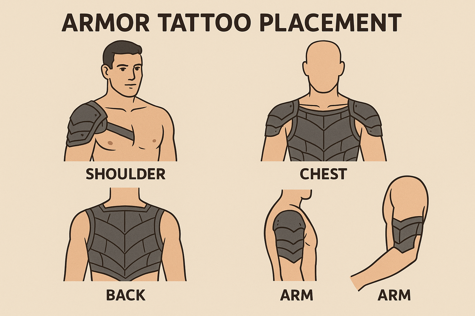 Body placement guide for armor tattoos