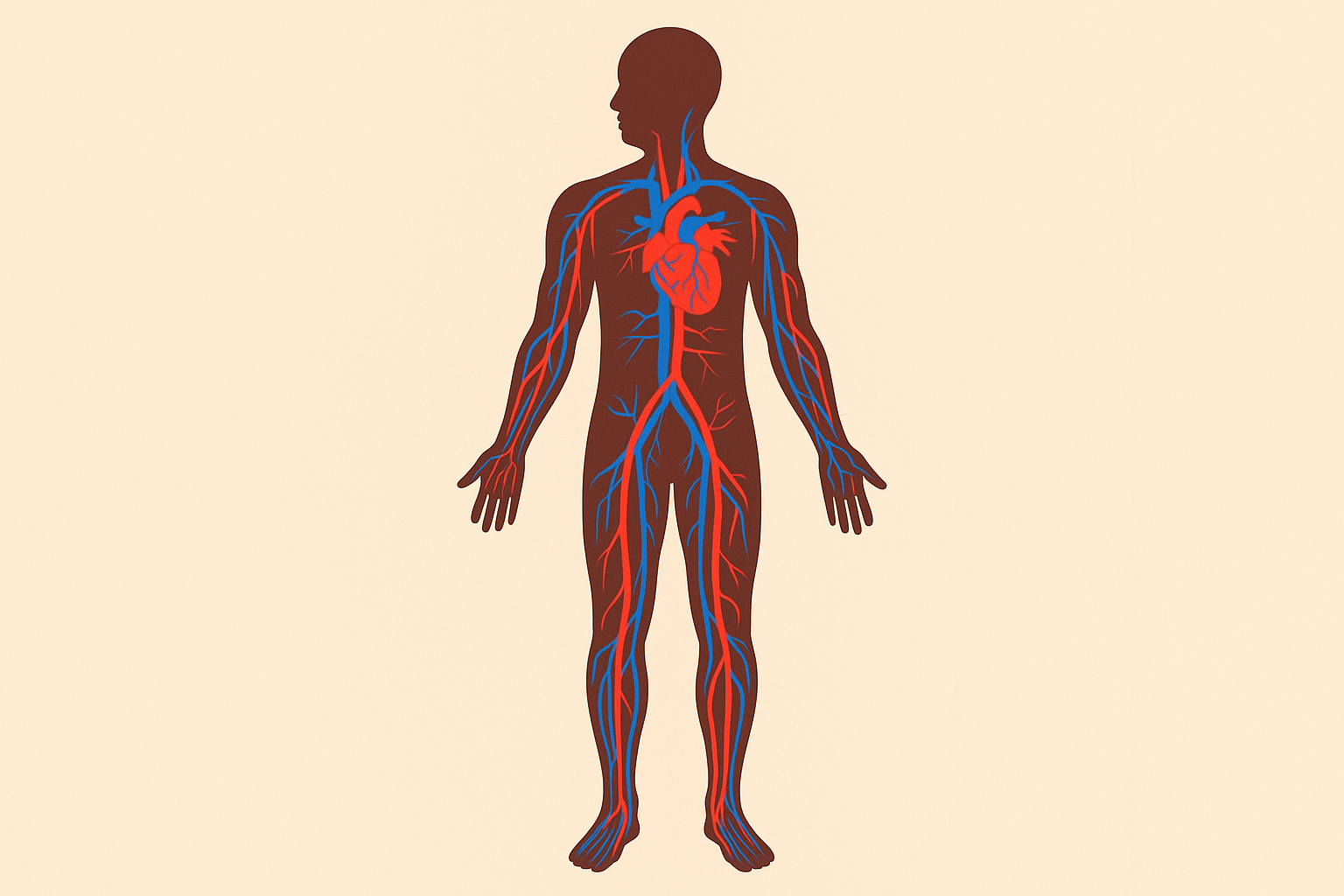 Circulatory system diagram showing blood flow to feet