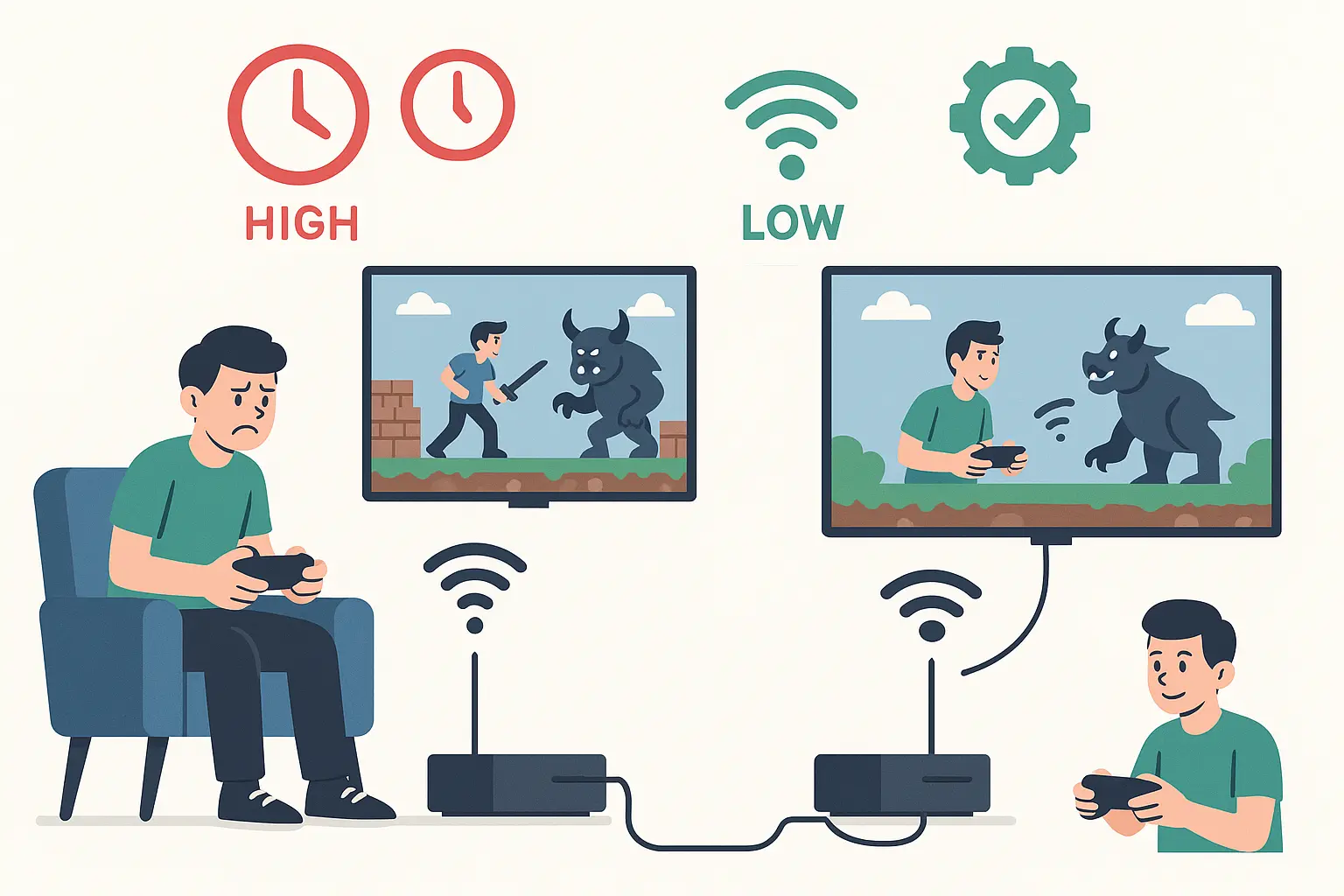 Mobile gaming setup with casting to TV
