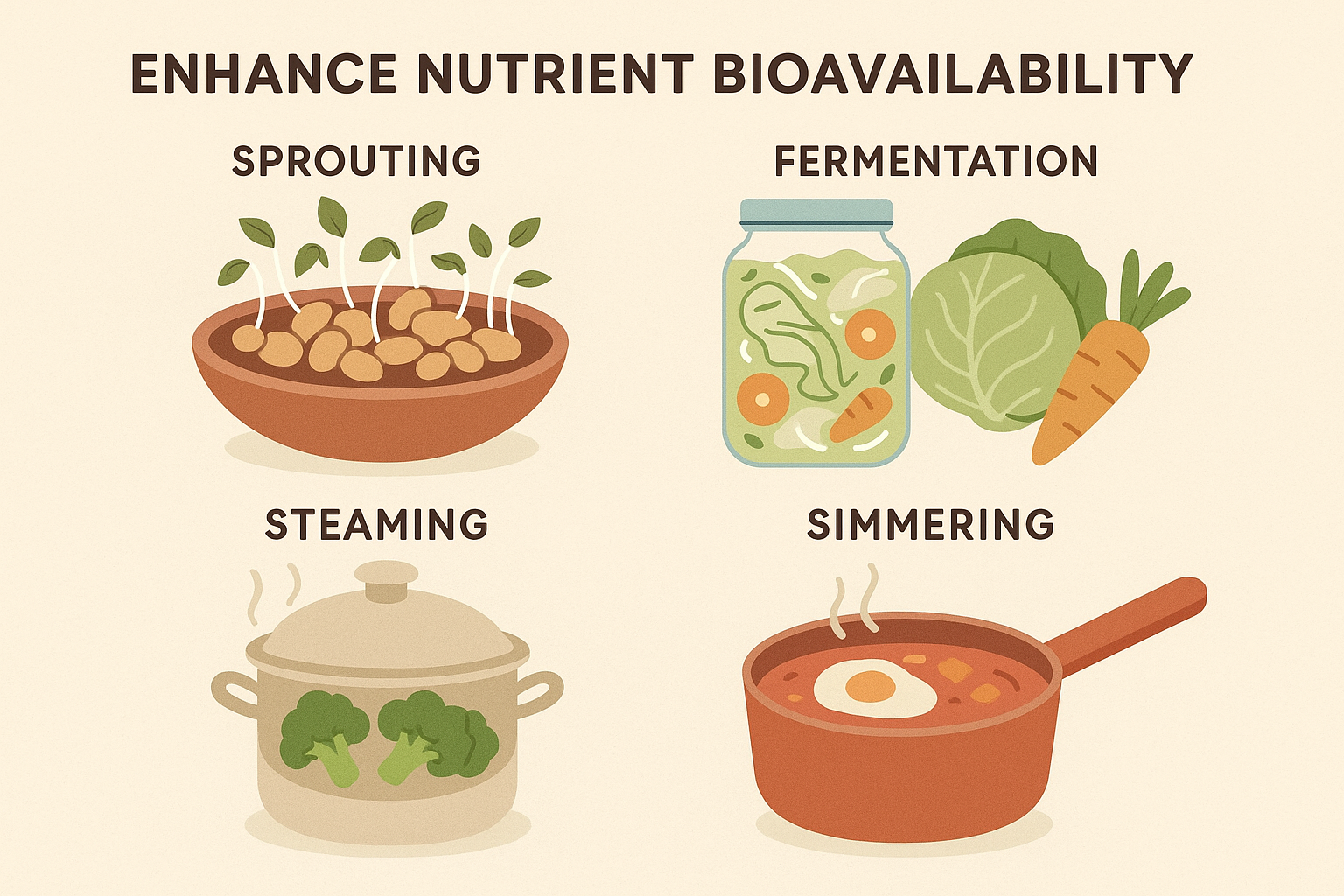 Food preparation methods for maximum nutrition