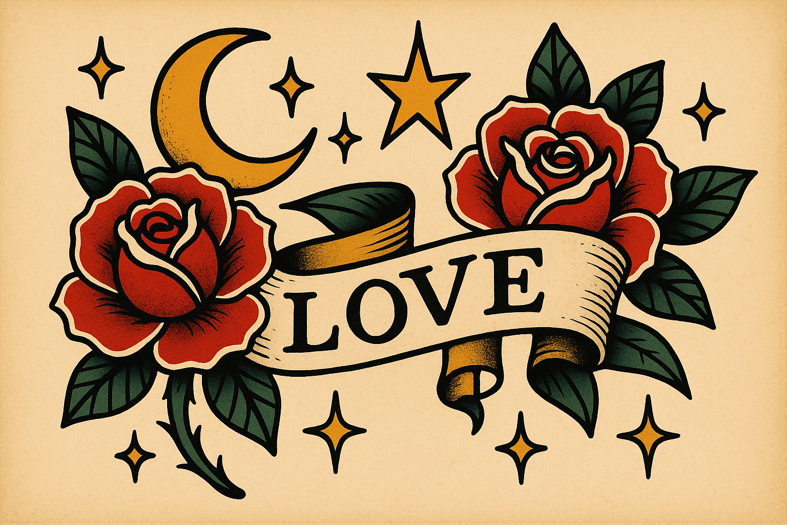Traditional and neo-traditional occult tattoo imagery