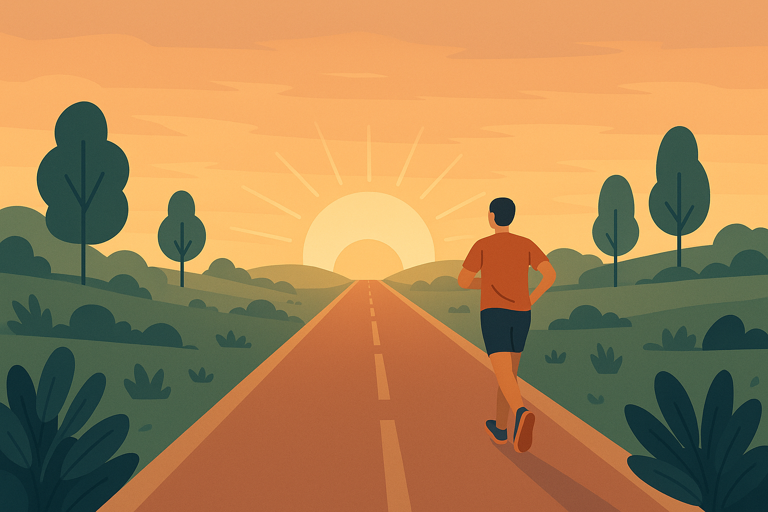 Early morning runner at sunrise