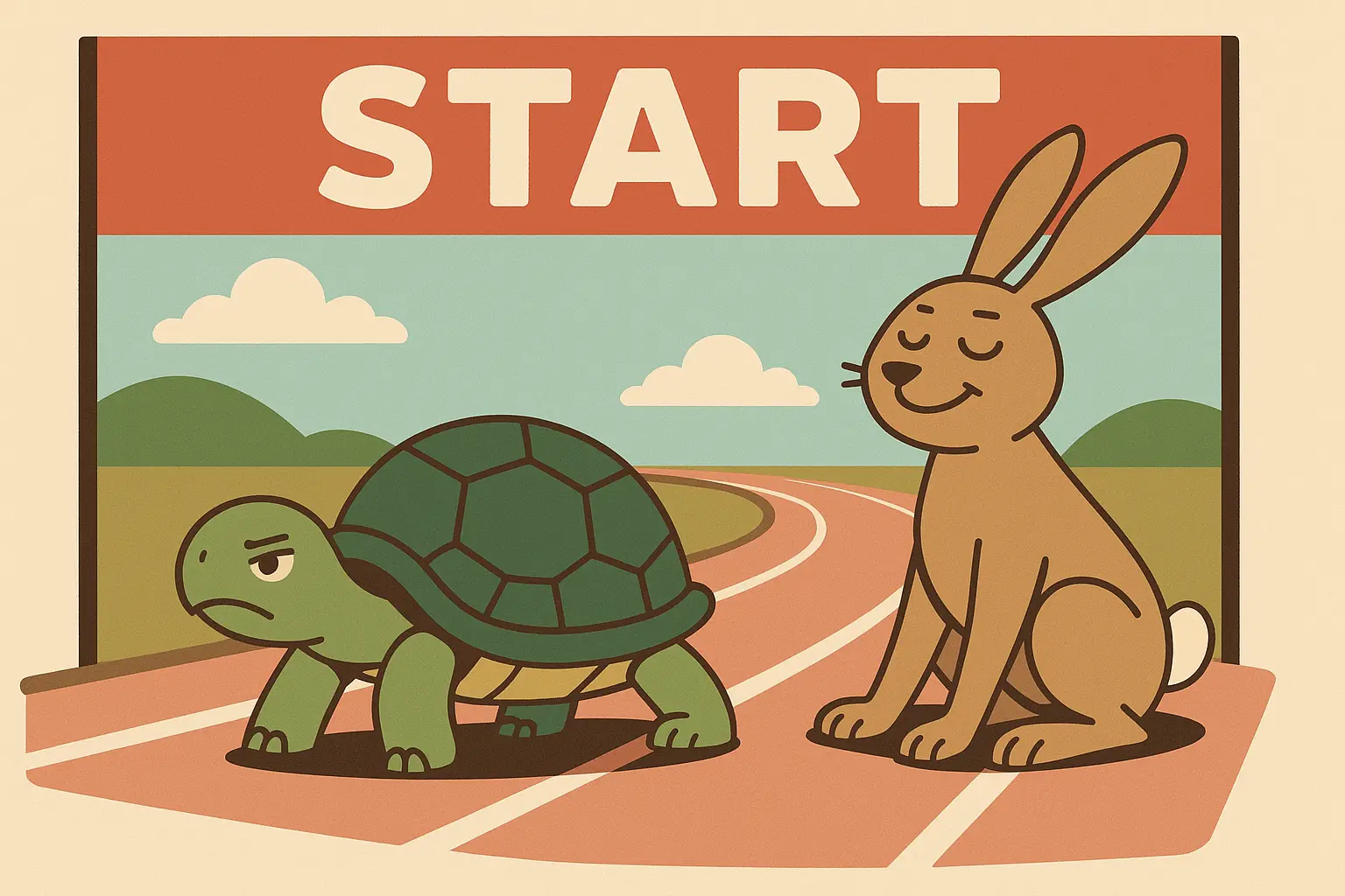 Tortoise and hare race illustration