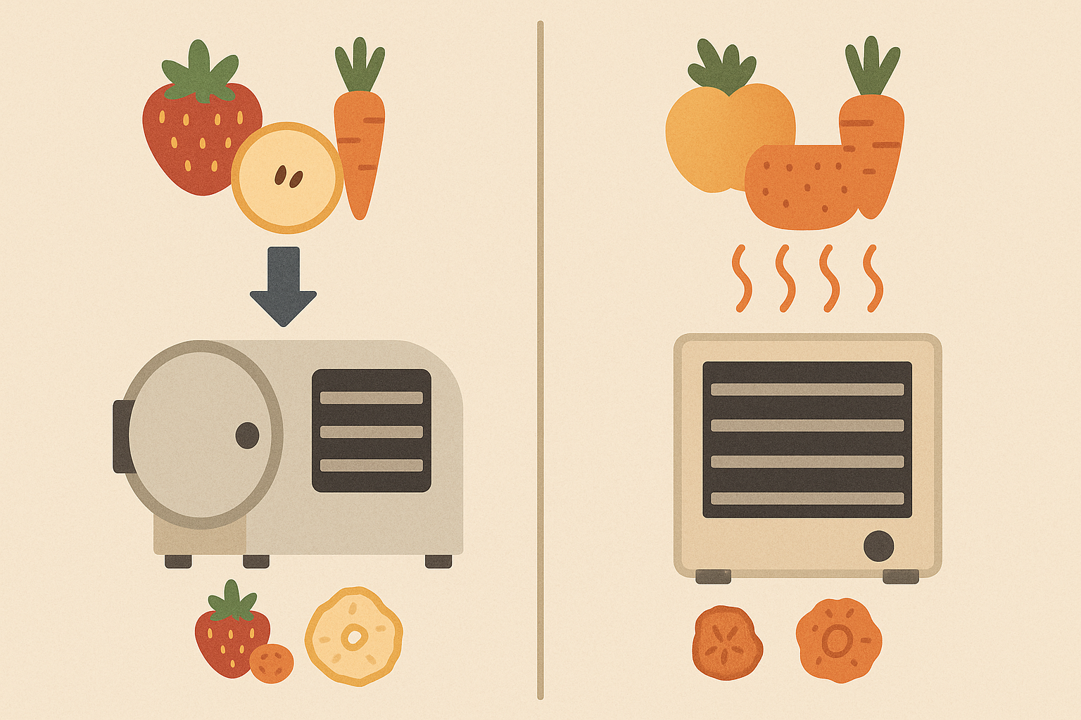 Freeze-drying vs heat dehydration comparison