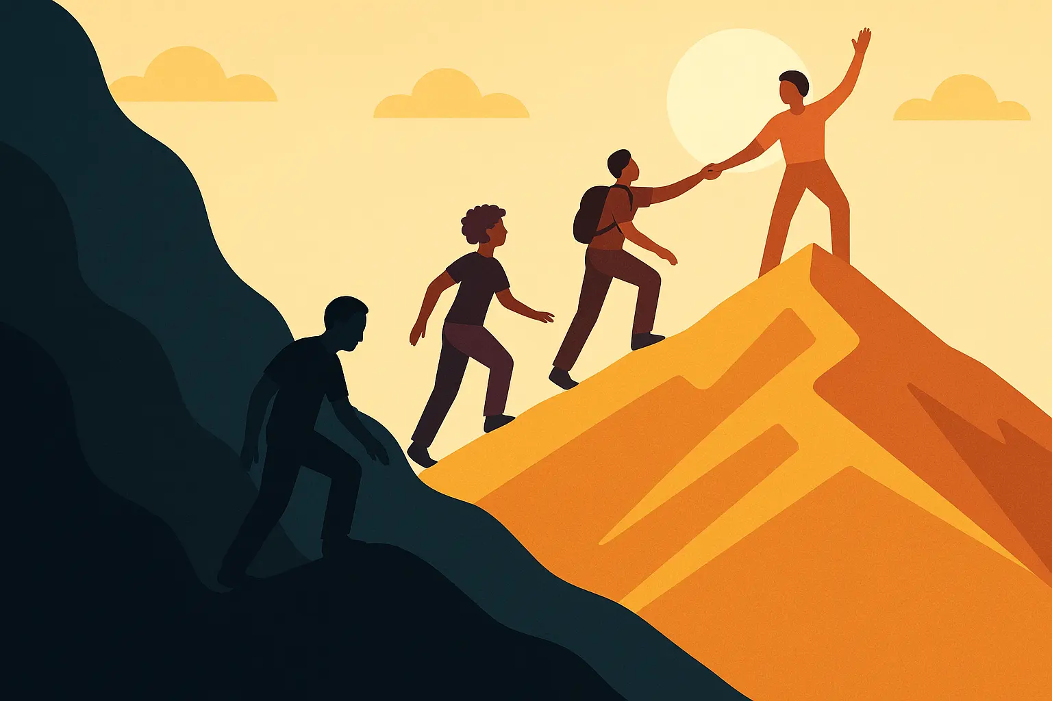 Rags to riches transformation journey illustration