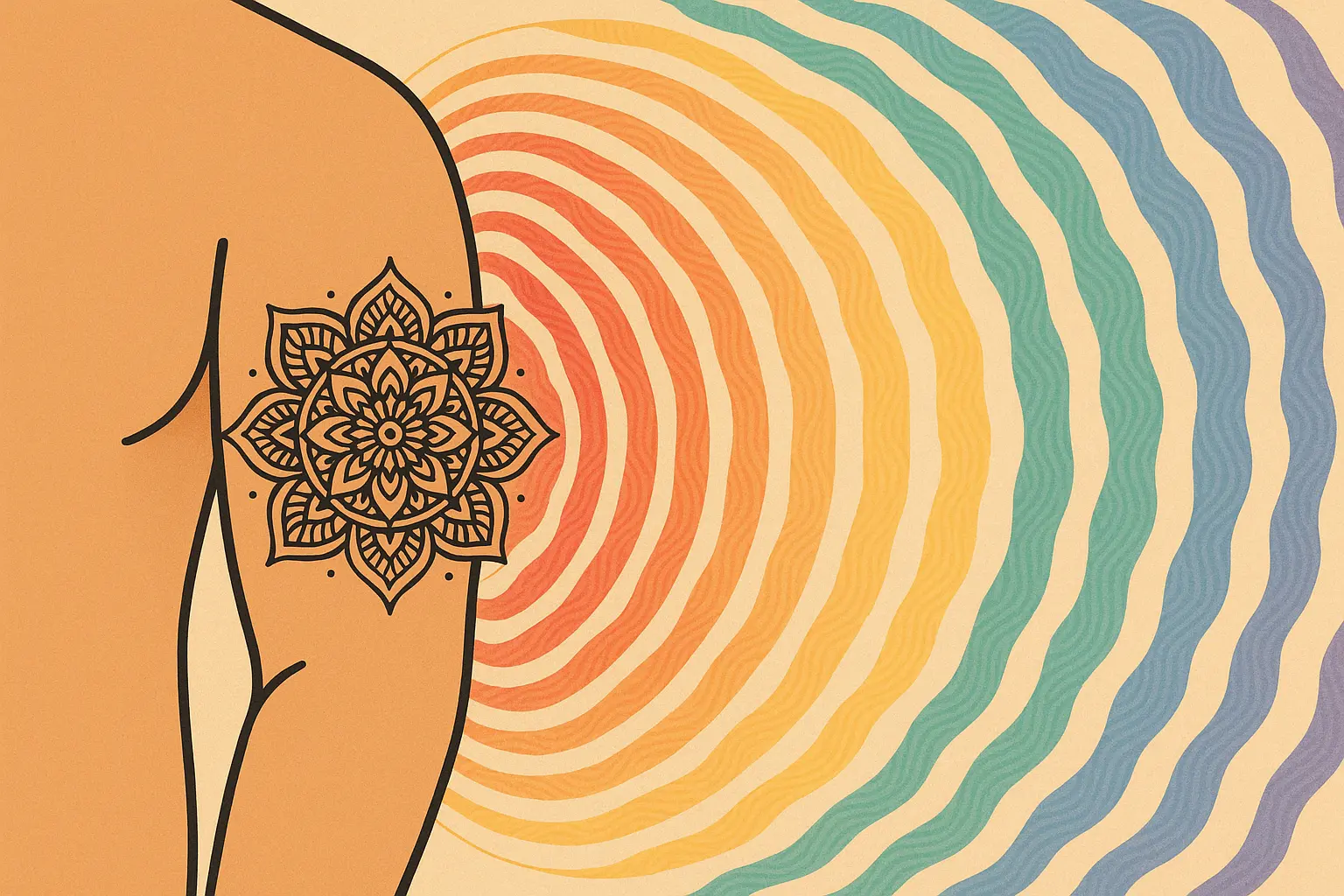 Energy field visualization around mandala tattoo