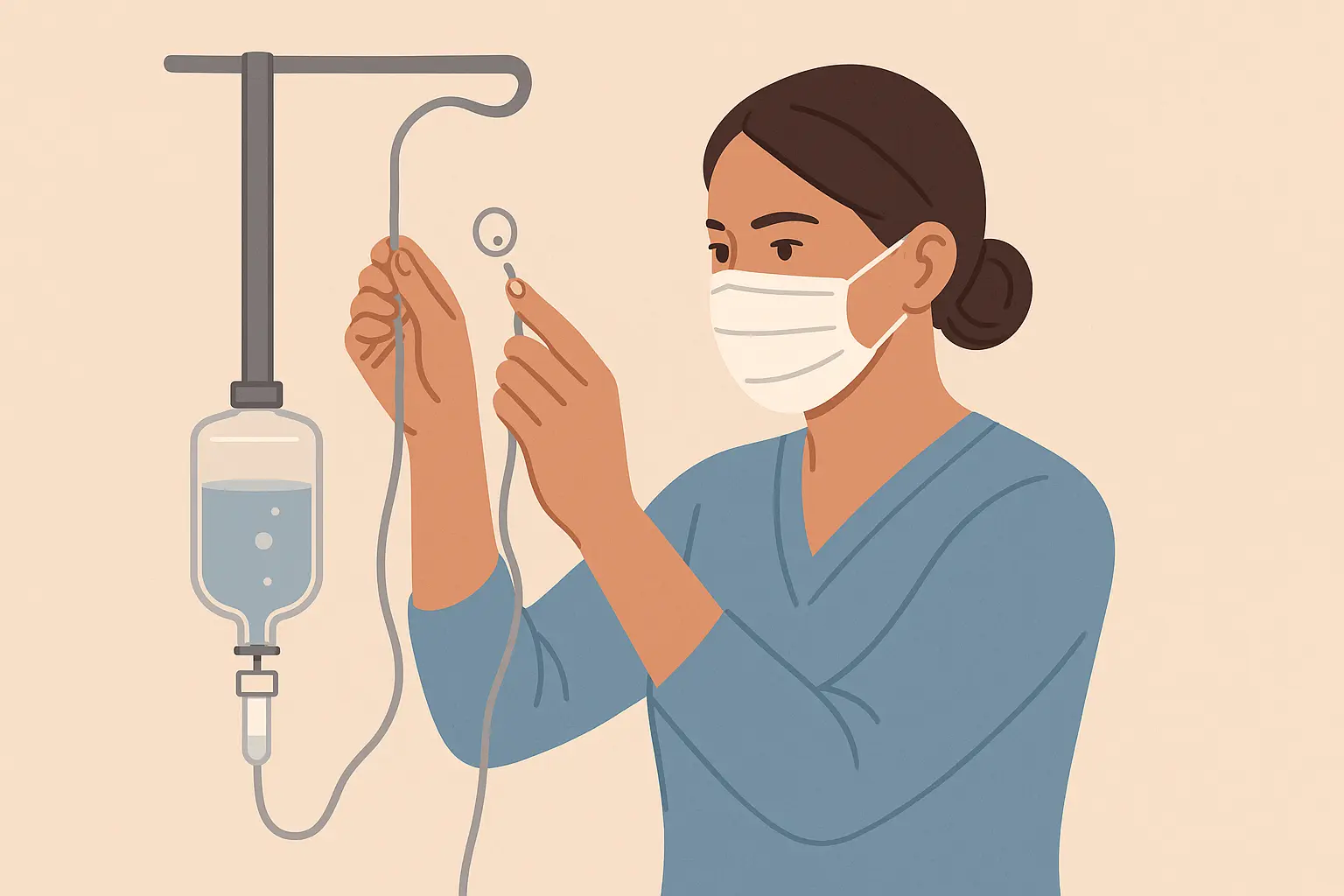 Healthcare provider performing visual IV air assessment