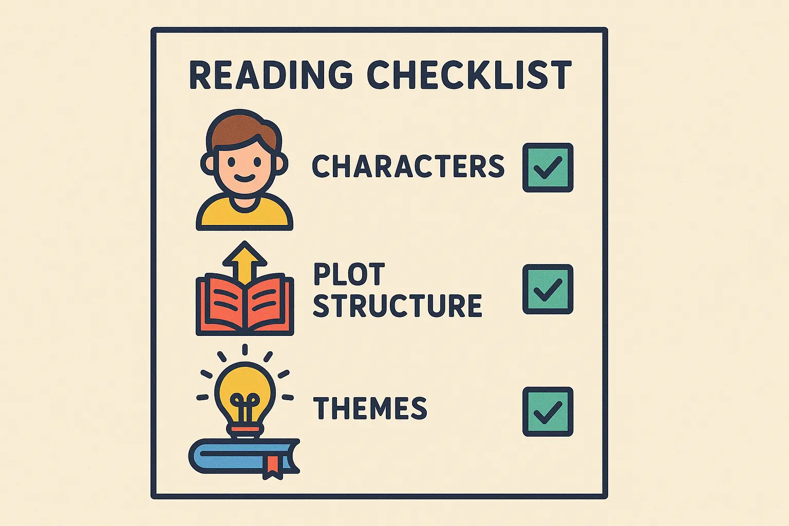 Person reading a book with magnifying glass examining story elements