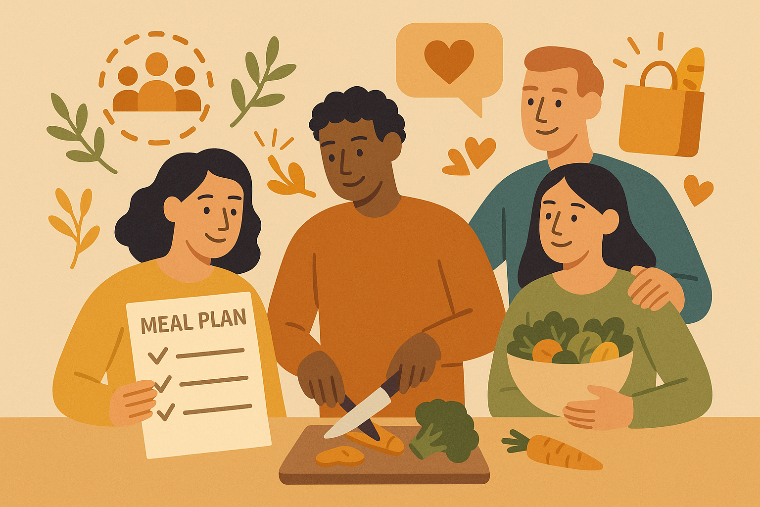 Social support system for meal planning