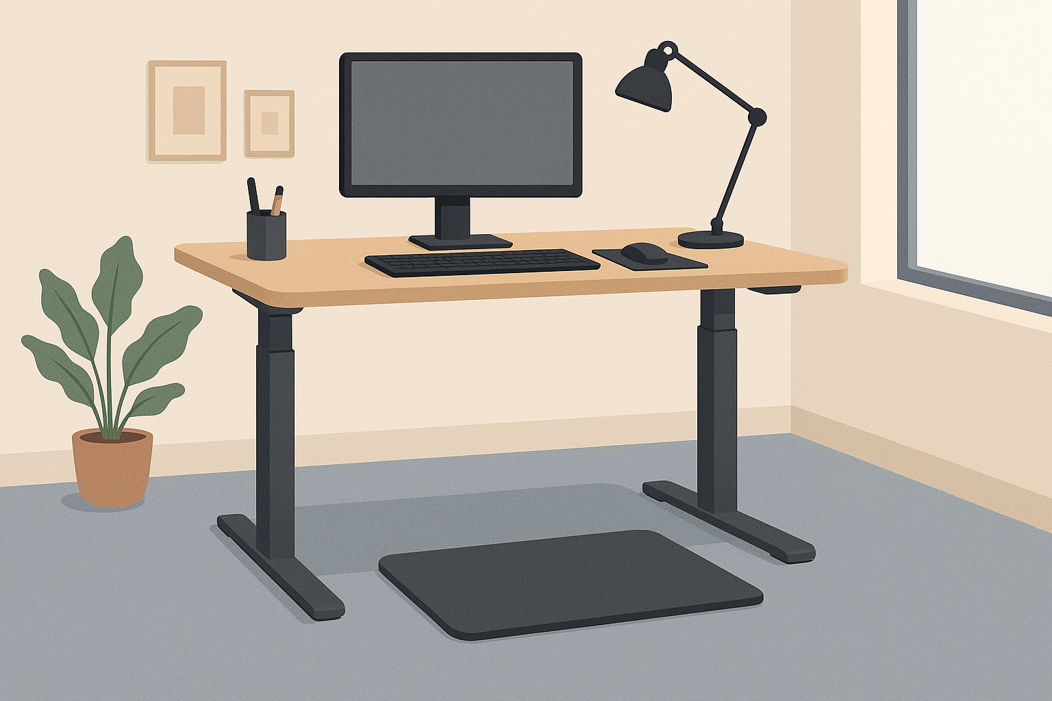 Optimal standing desk environment setup