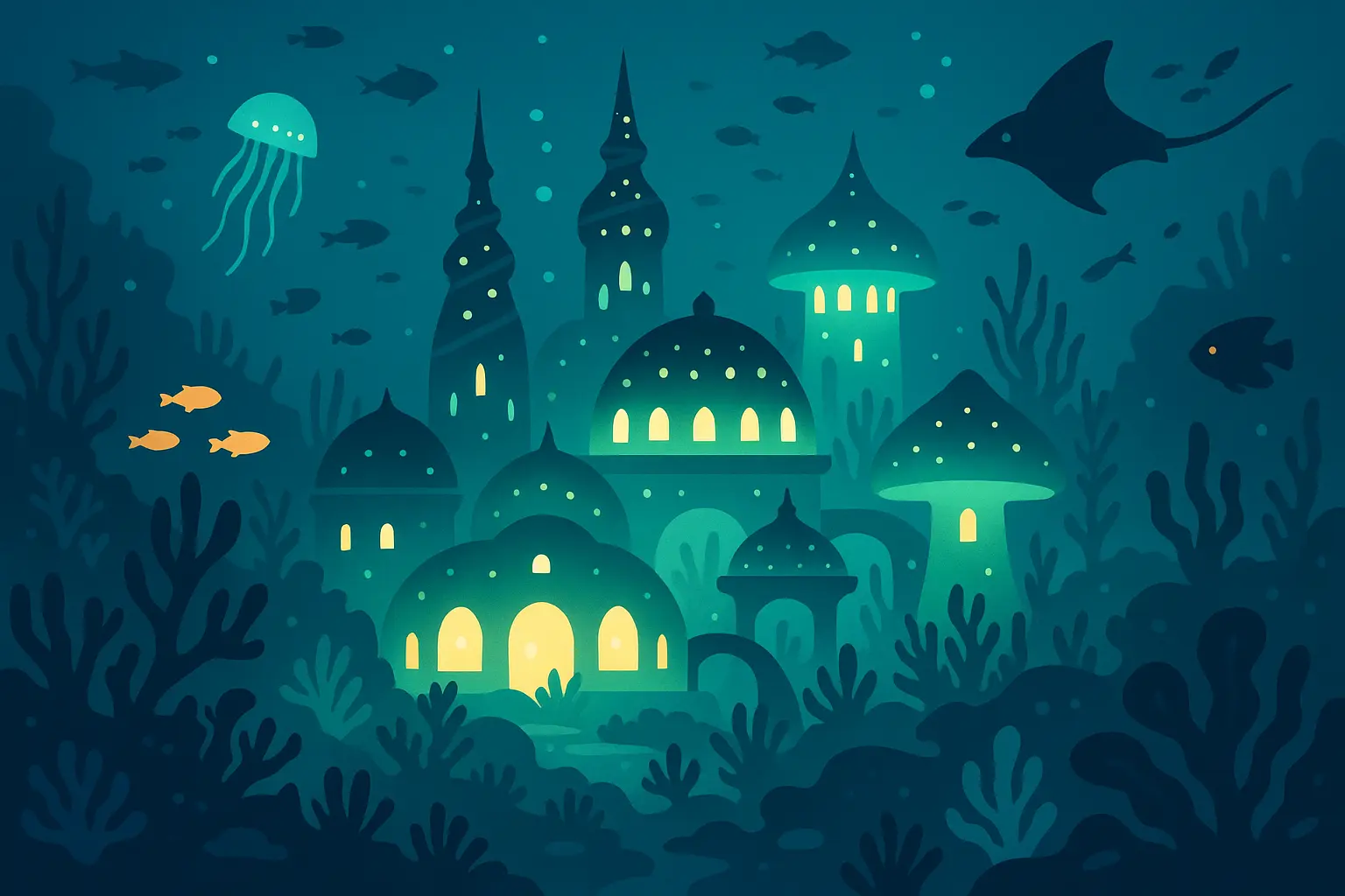 Underwater coral reef civilization