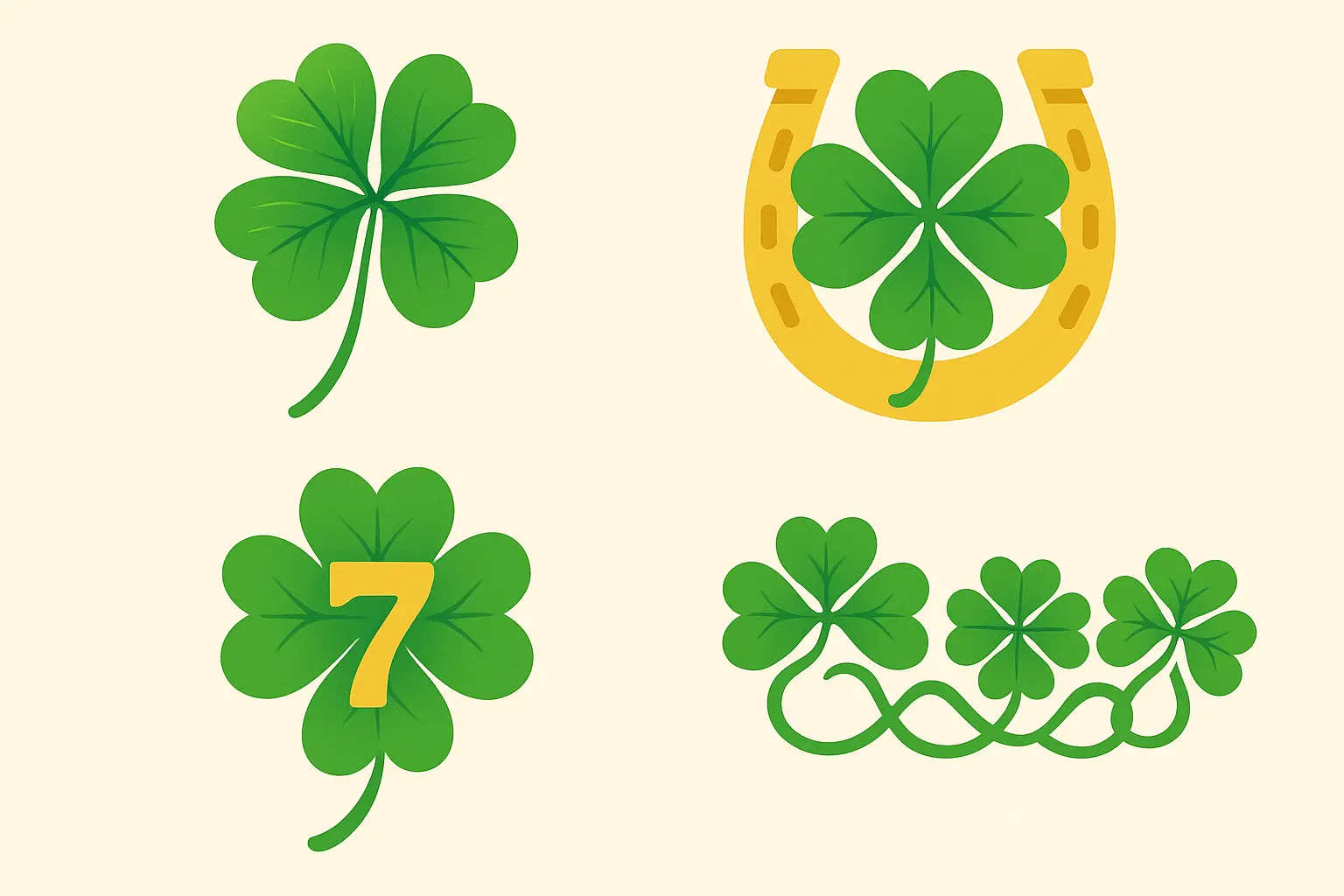 Four-leaf clover chain tattoo design wrapping around arm