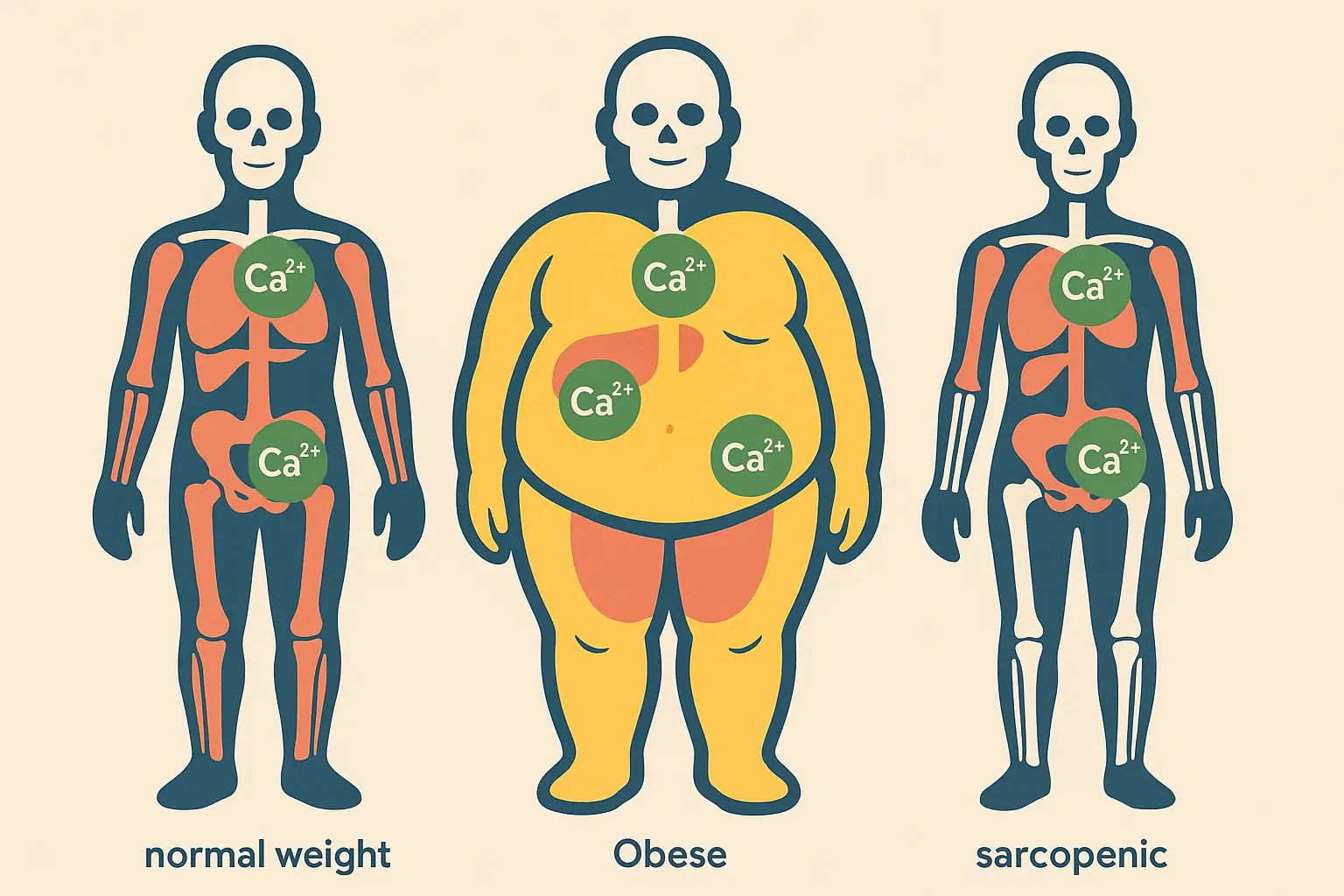 Body composition effects on calcium distribution