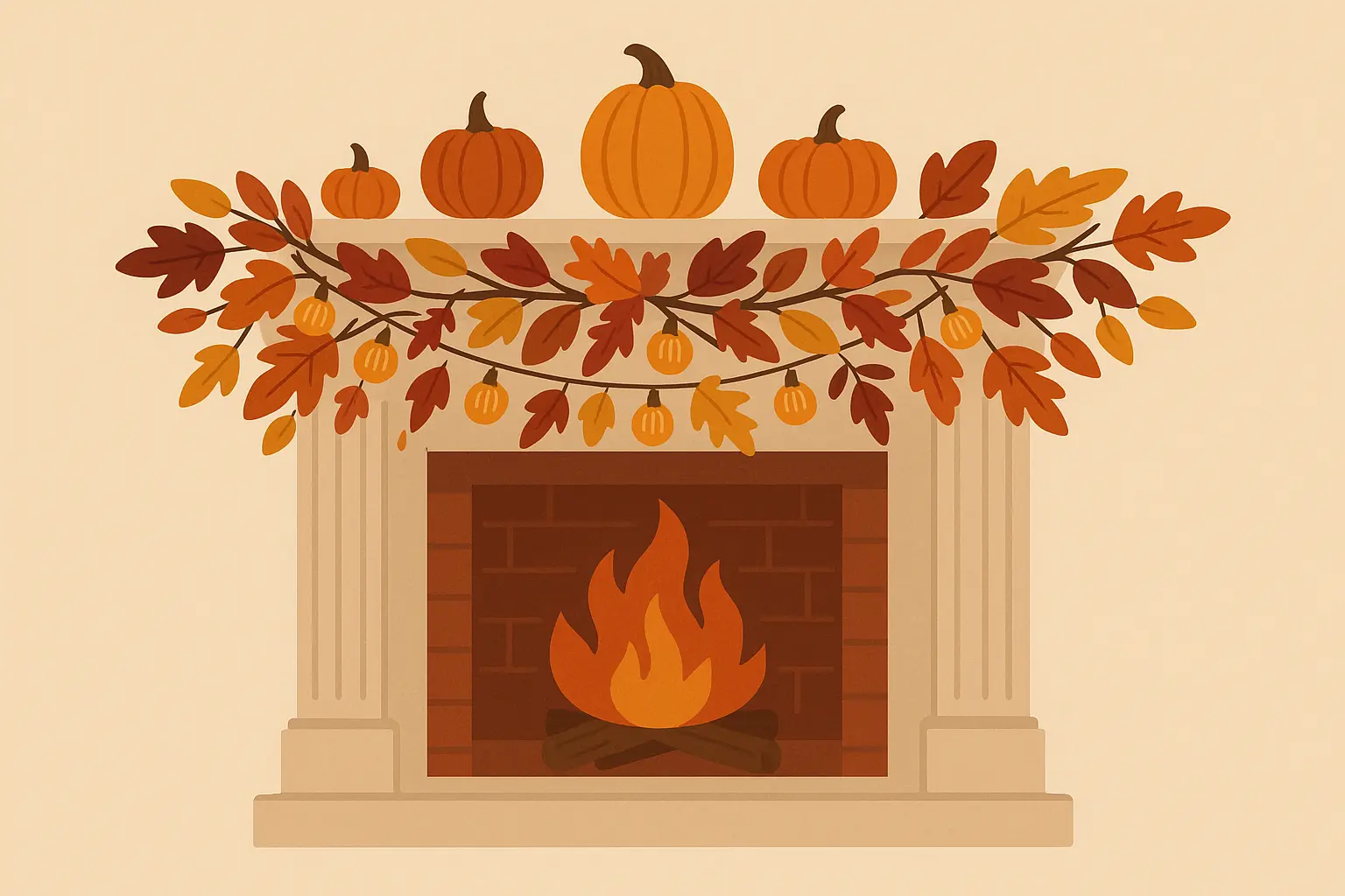 Mantelpiece autumn garlands