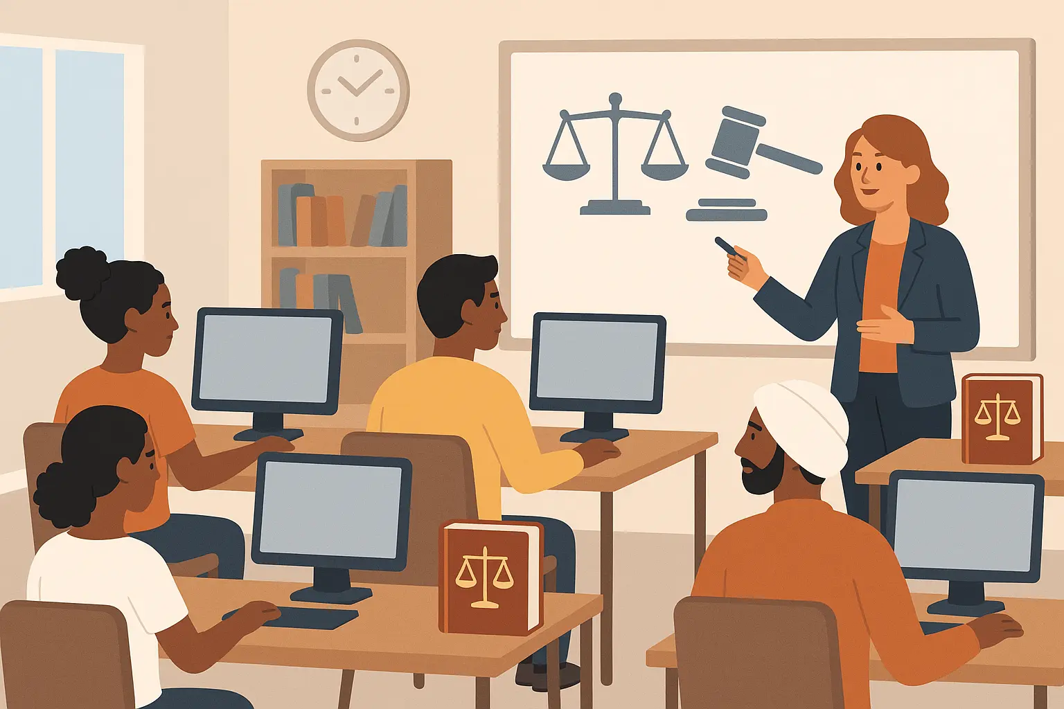 Students in legal secretary training classroom