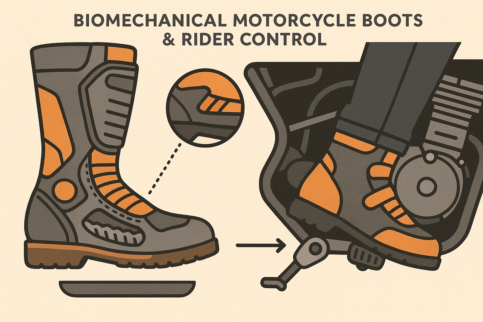 Biomechanical engineering in motorcycle boots