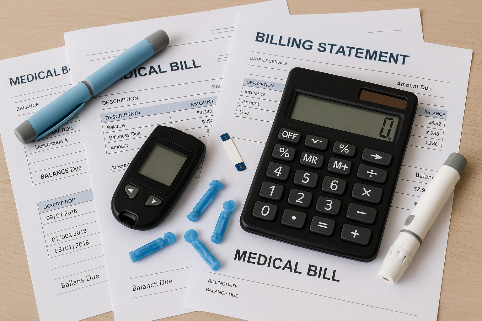 Diabetes supplies and cost calculation worksheet