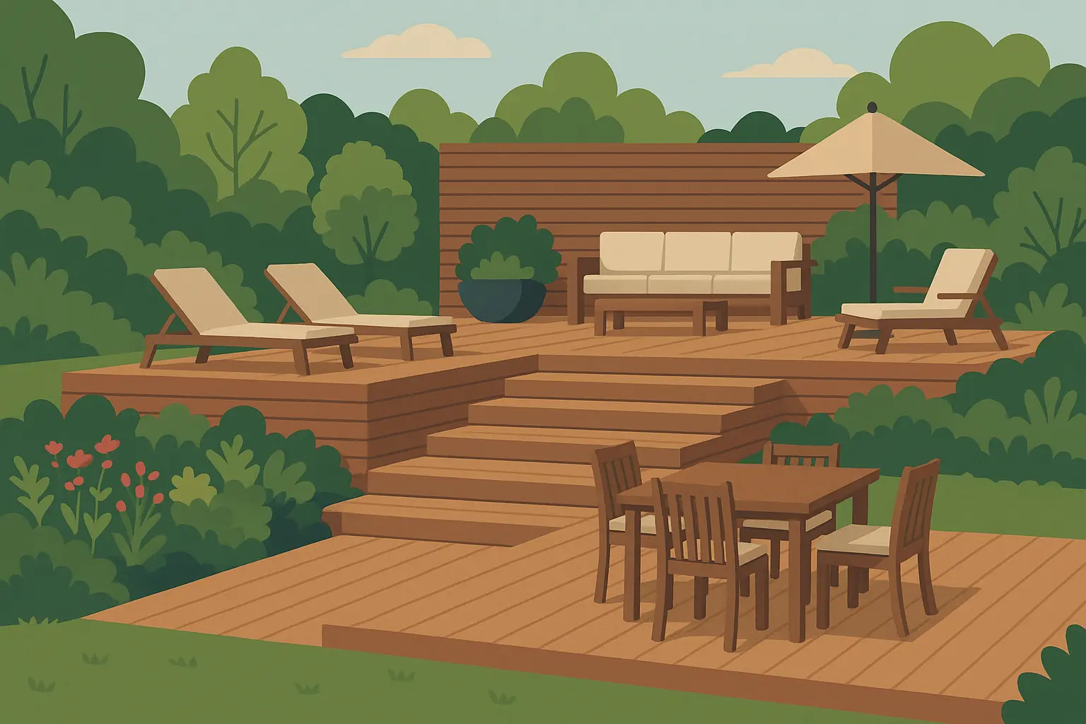 Multi-level cascading deck design