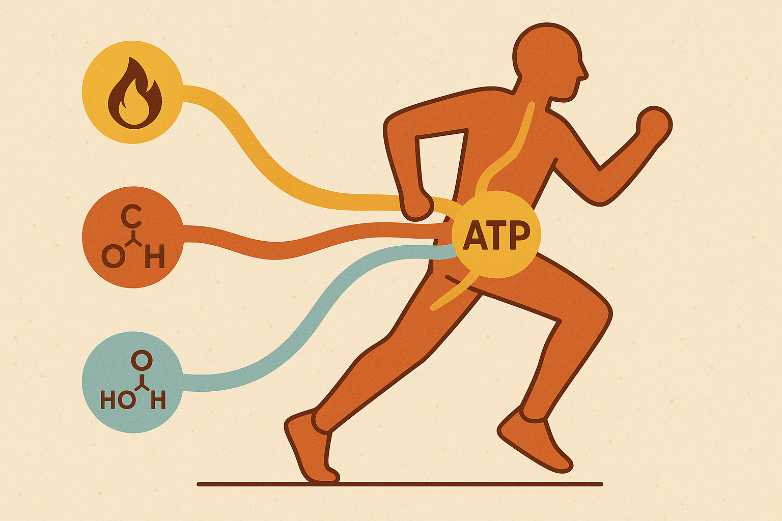 Diagram showing three energy systems during running