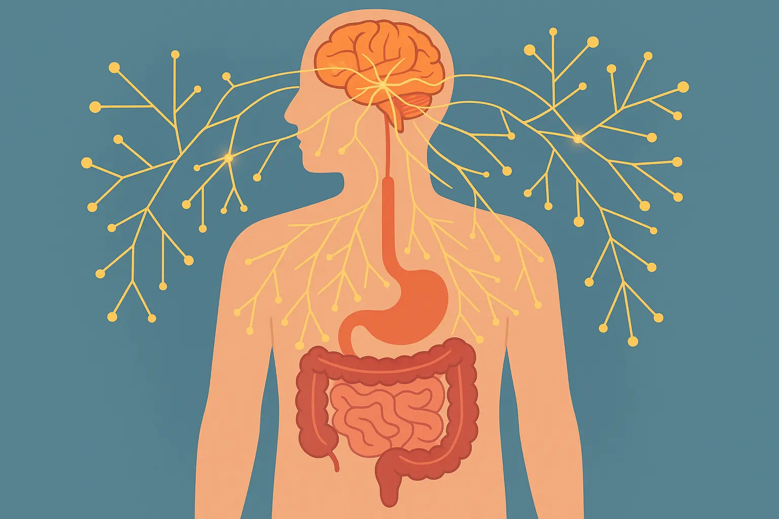 digestive system diagram showing gut-brain connection