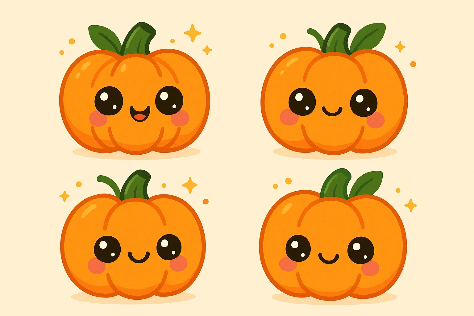 Kawaii-style cute pumpkin tattoo with adorable facial features